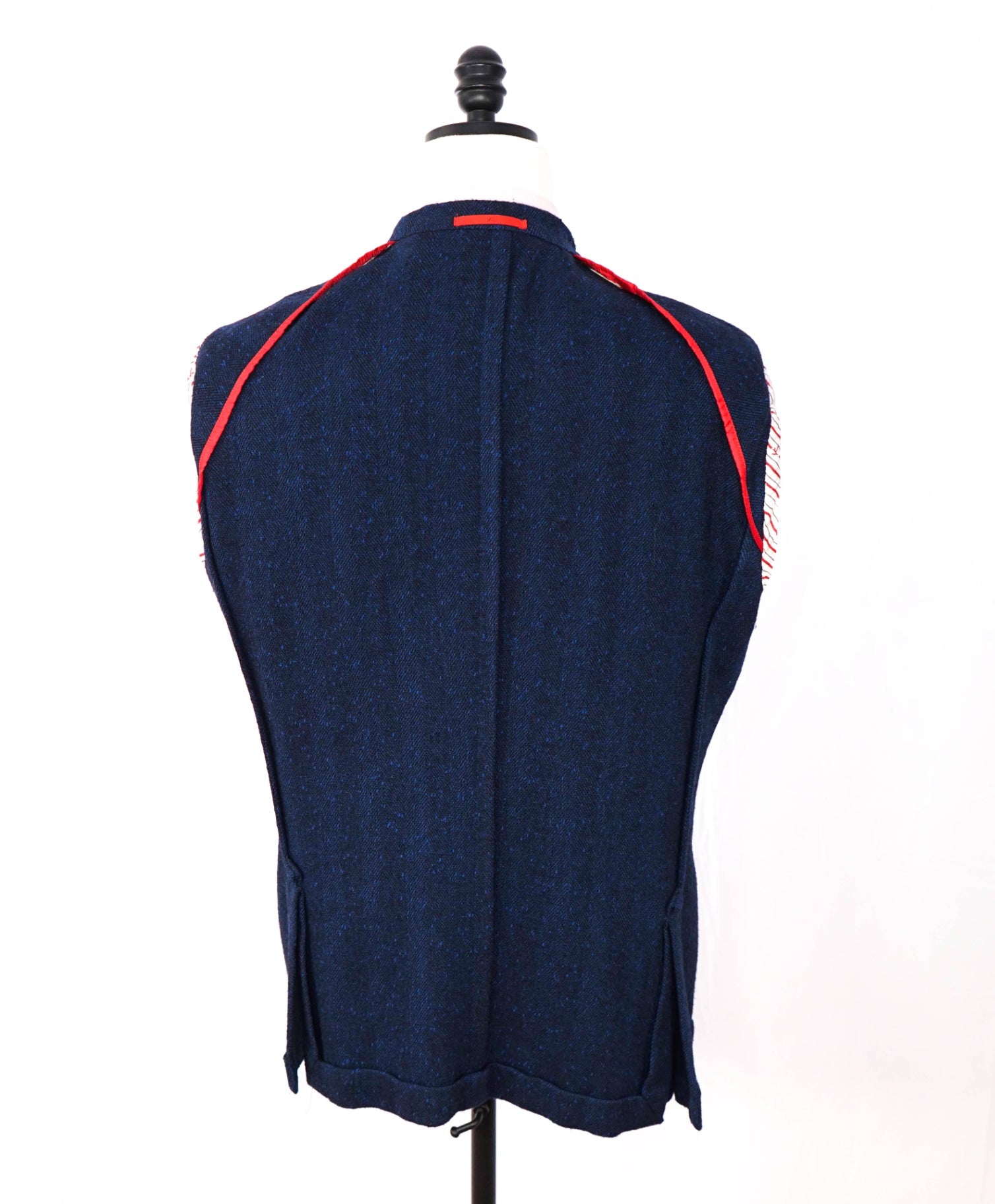 $4,500 ISAIA - Navy Blue Herringbone Wool Sport Jacket - 44R