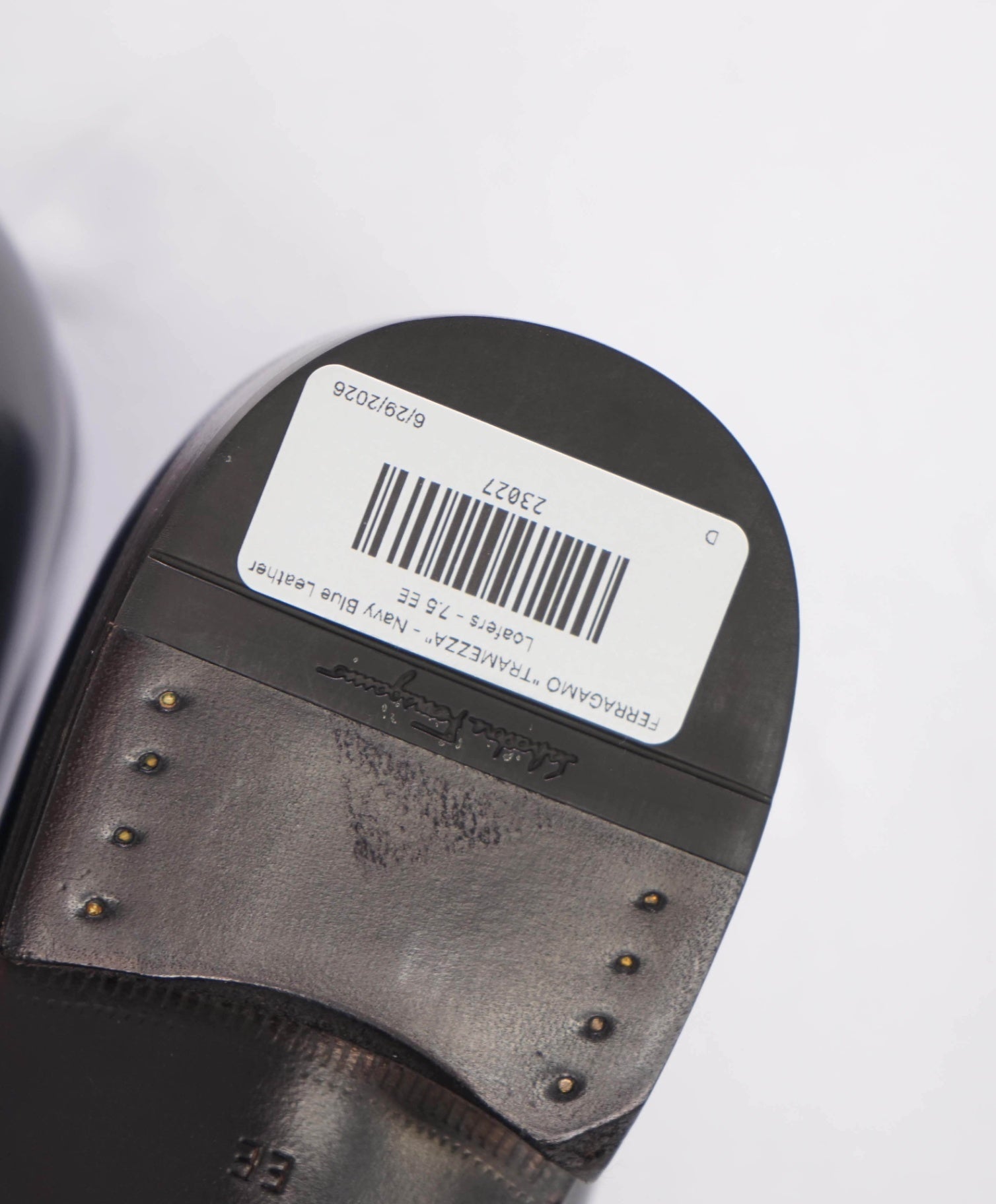 $1,495 FERRAGAMO "TRAMEZZA" - Navy Leather Loafers - 7.5 EE