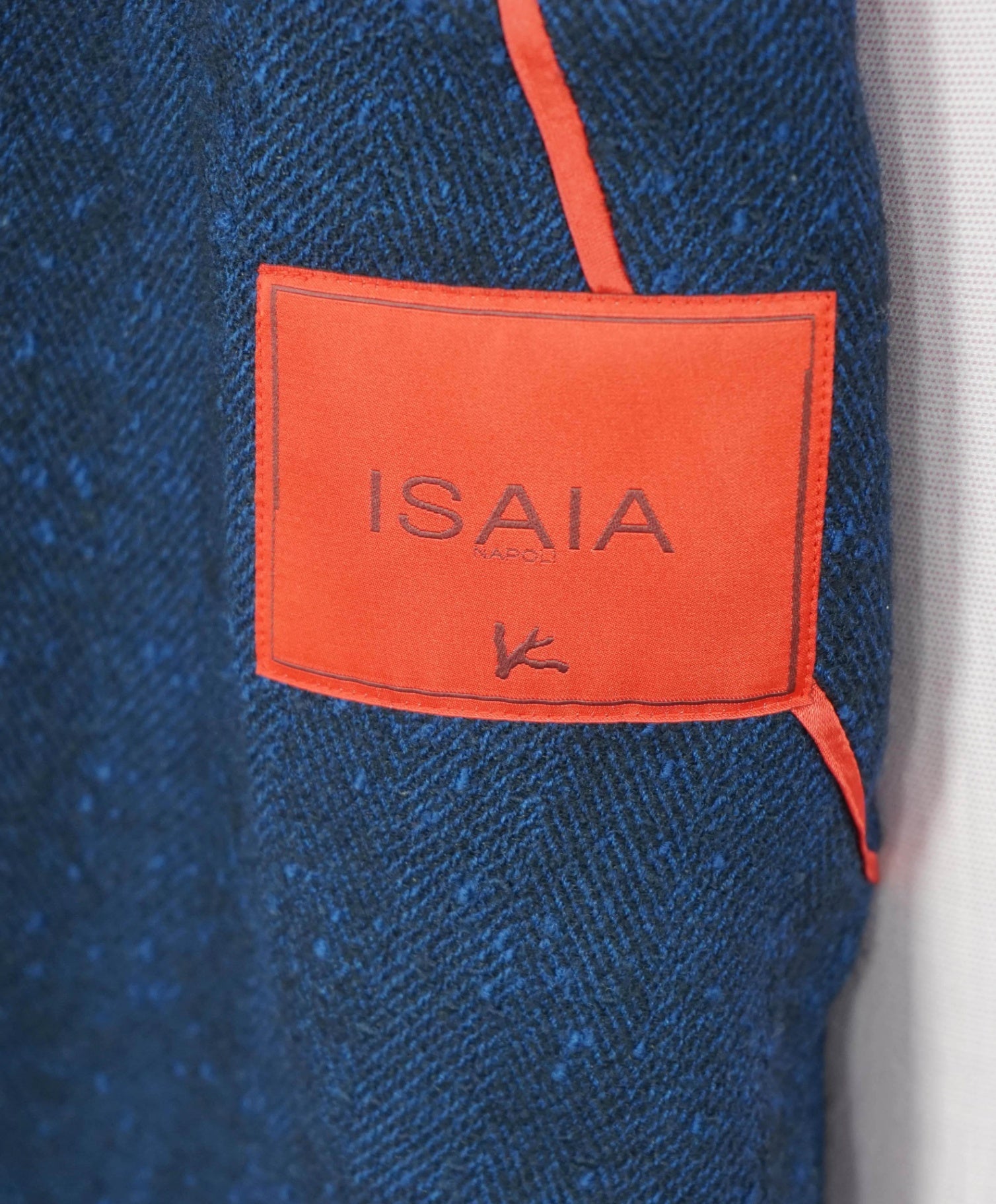 $4,500 ISAIA - Navy Blue Herringbone Wool Sport Jacket - 44R