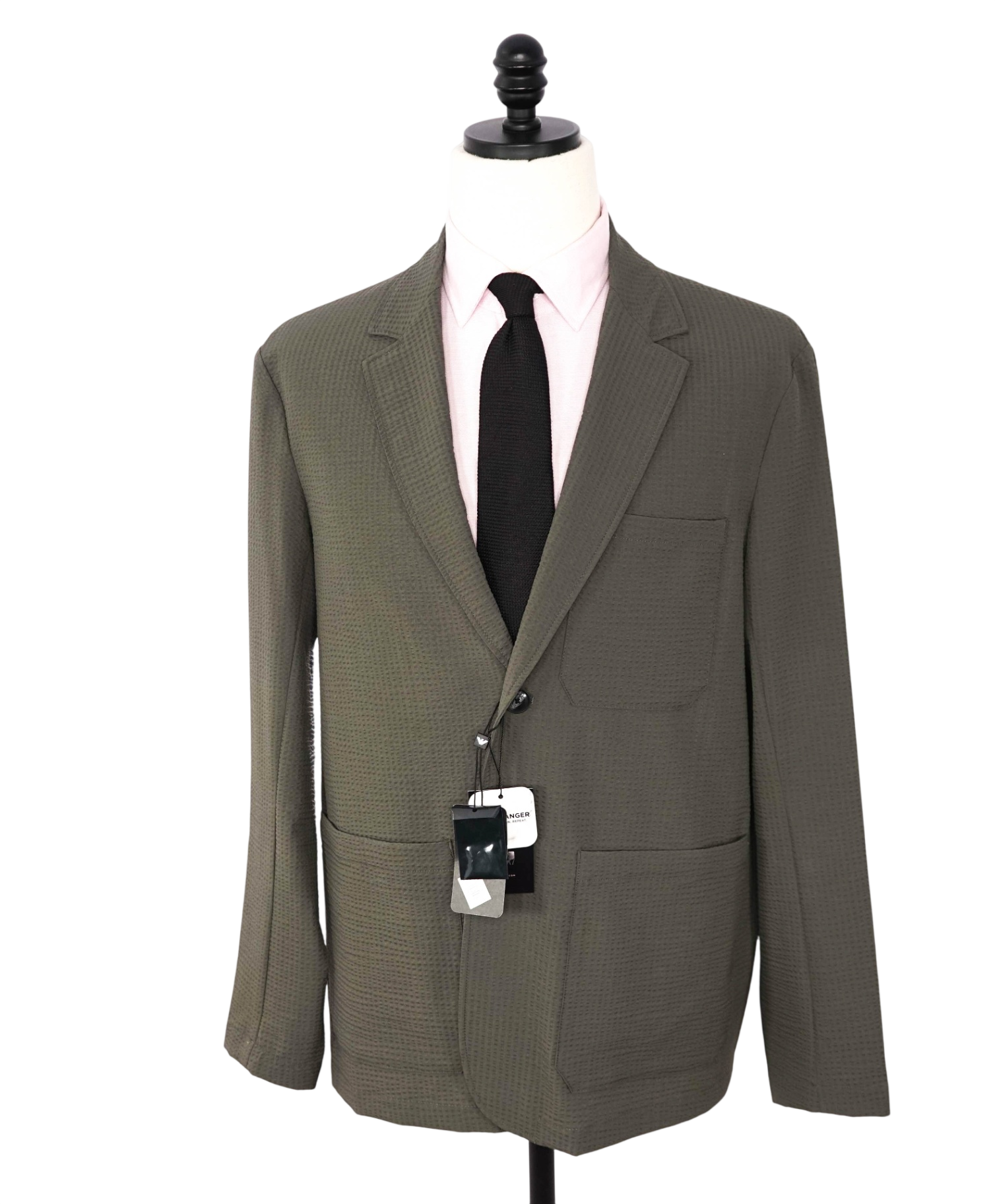 $895 EMPORIO ARMANI - Dark Green Seersucker Blazer - 40