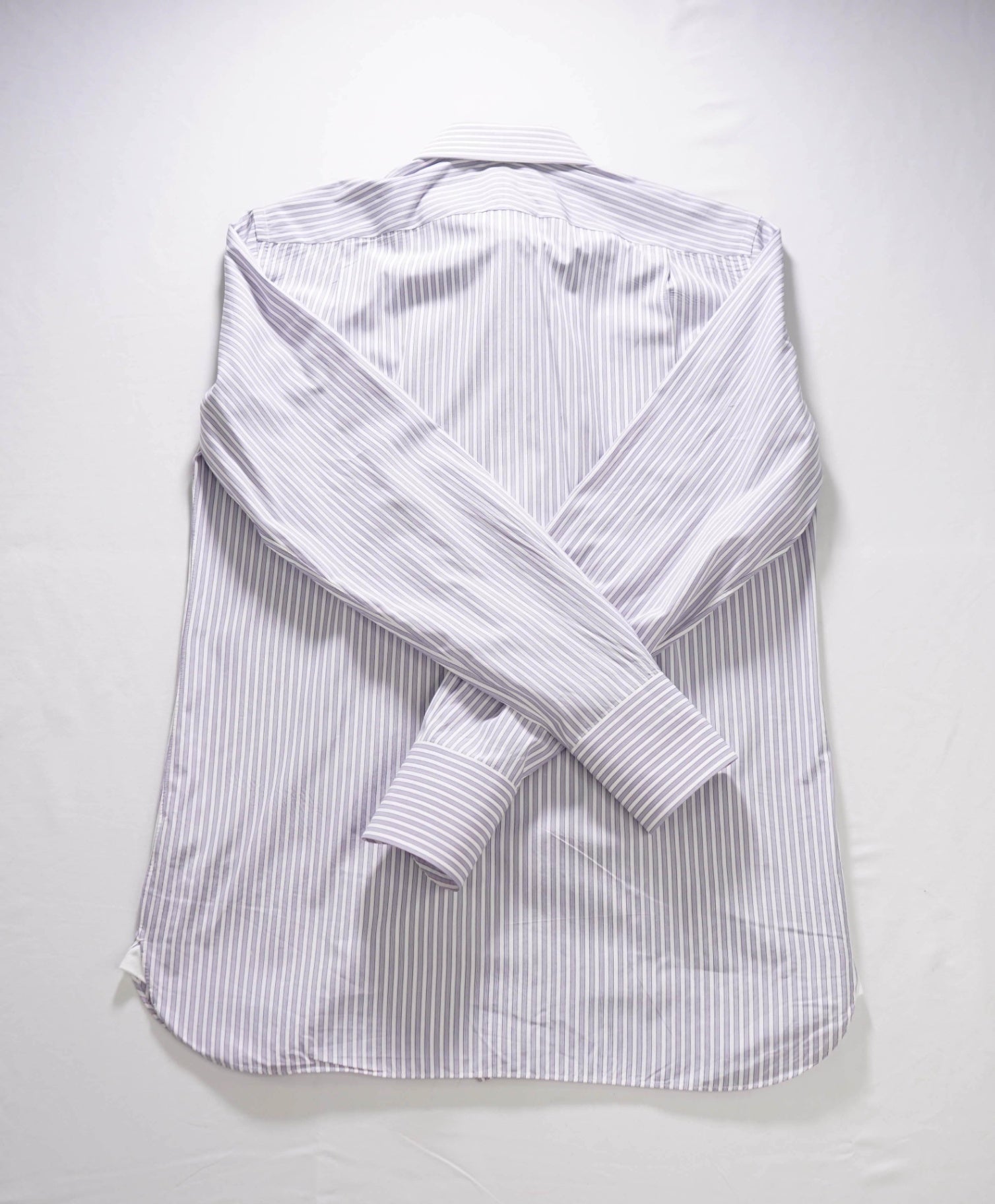 $730 TOM FORD - Purple/White Striped Cotton Shirt - 15.5