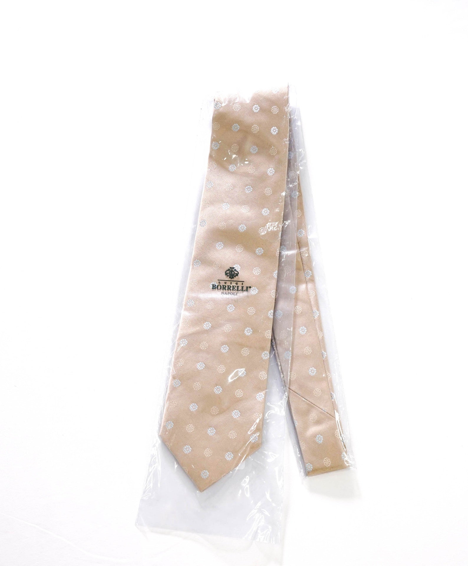 $192 LUIGI BORRELLI - Tan Medallion Silk - 3.25" Tie