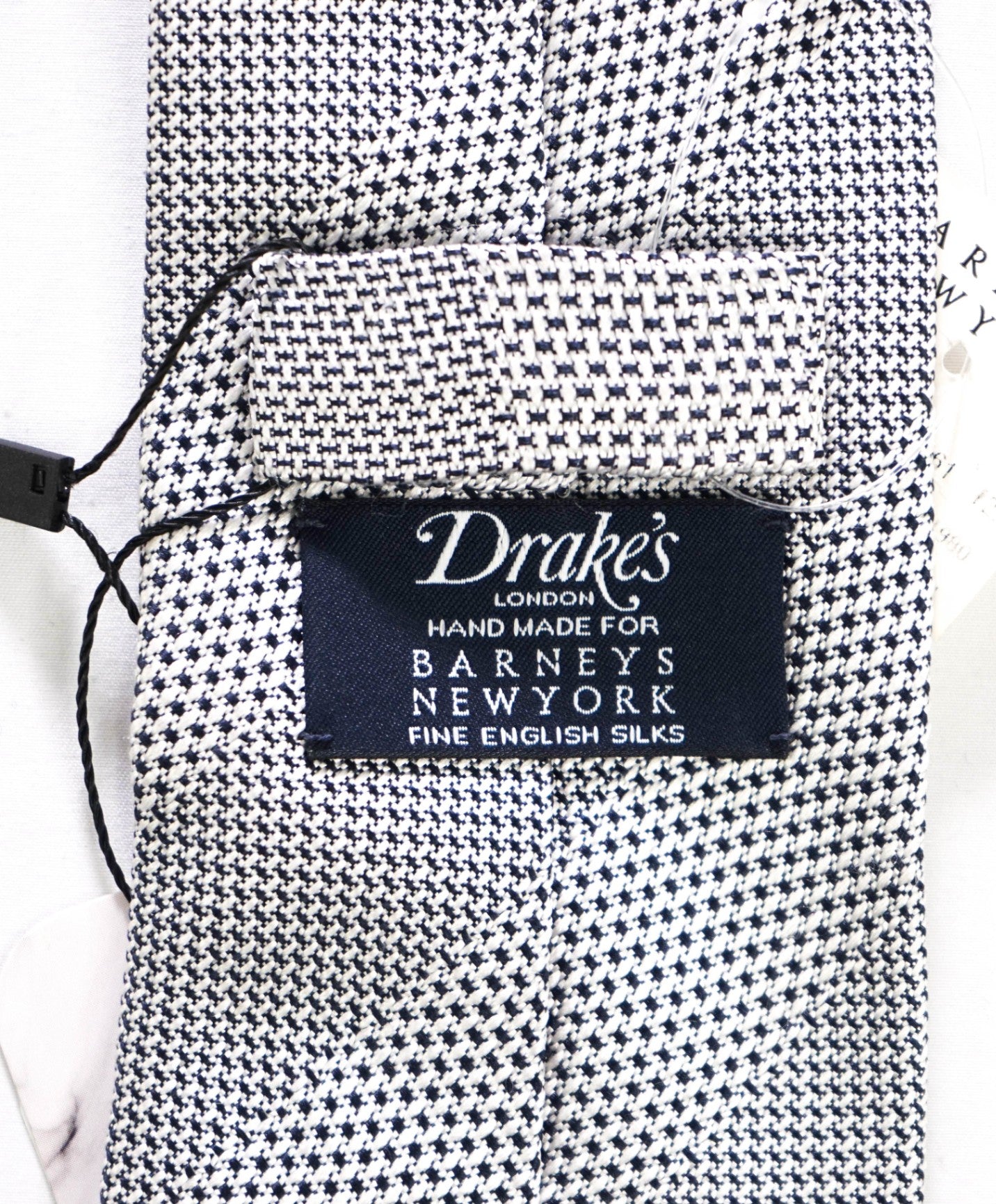 $275 DRAKE'S - Woven White/Black Tonal Stripes Silk - 3" Tie