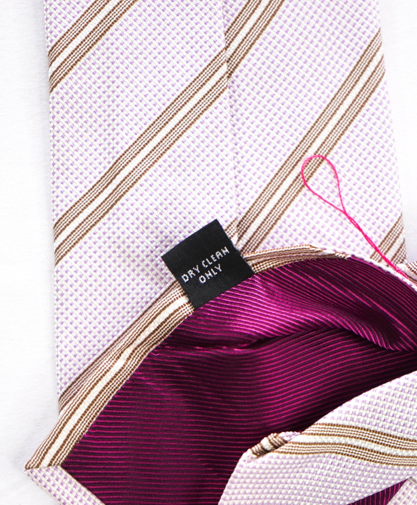 $192 LUIGI BORRELLI - Pink Stripe Silk - 3.25" Tie