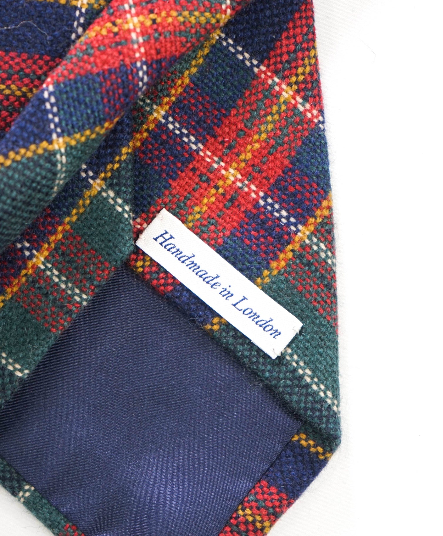$275 DRAKE'S - Green/Red/Navy Plaid PURE Cashmere - 3" Tie