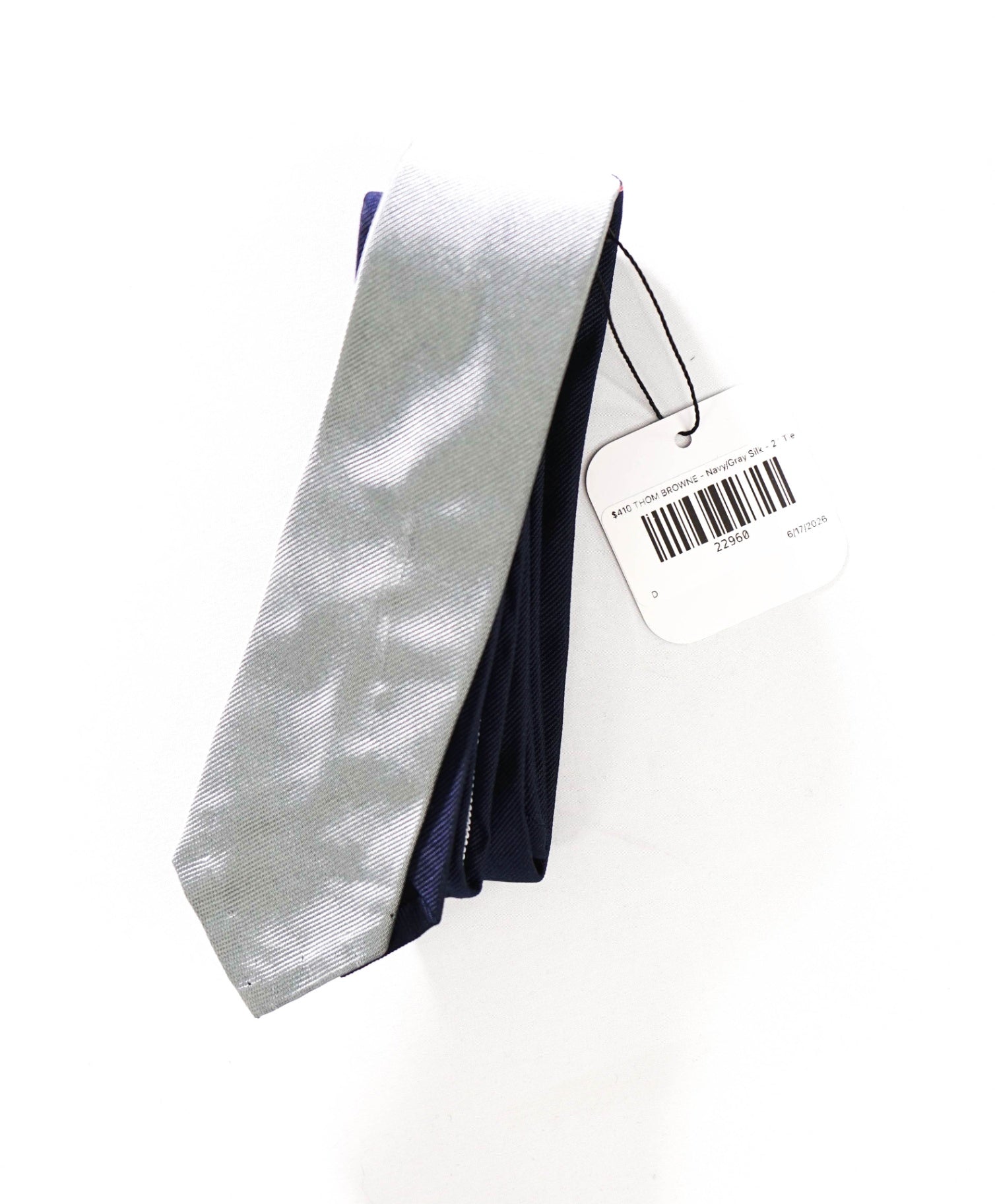 $410 THOM BROWNE - Navy/Gray Silk - 2" Tie