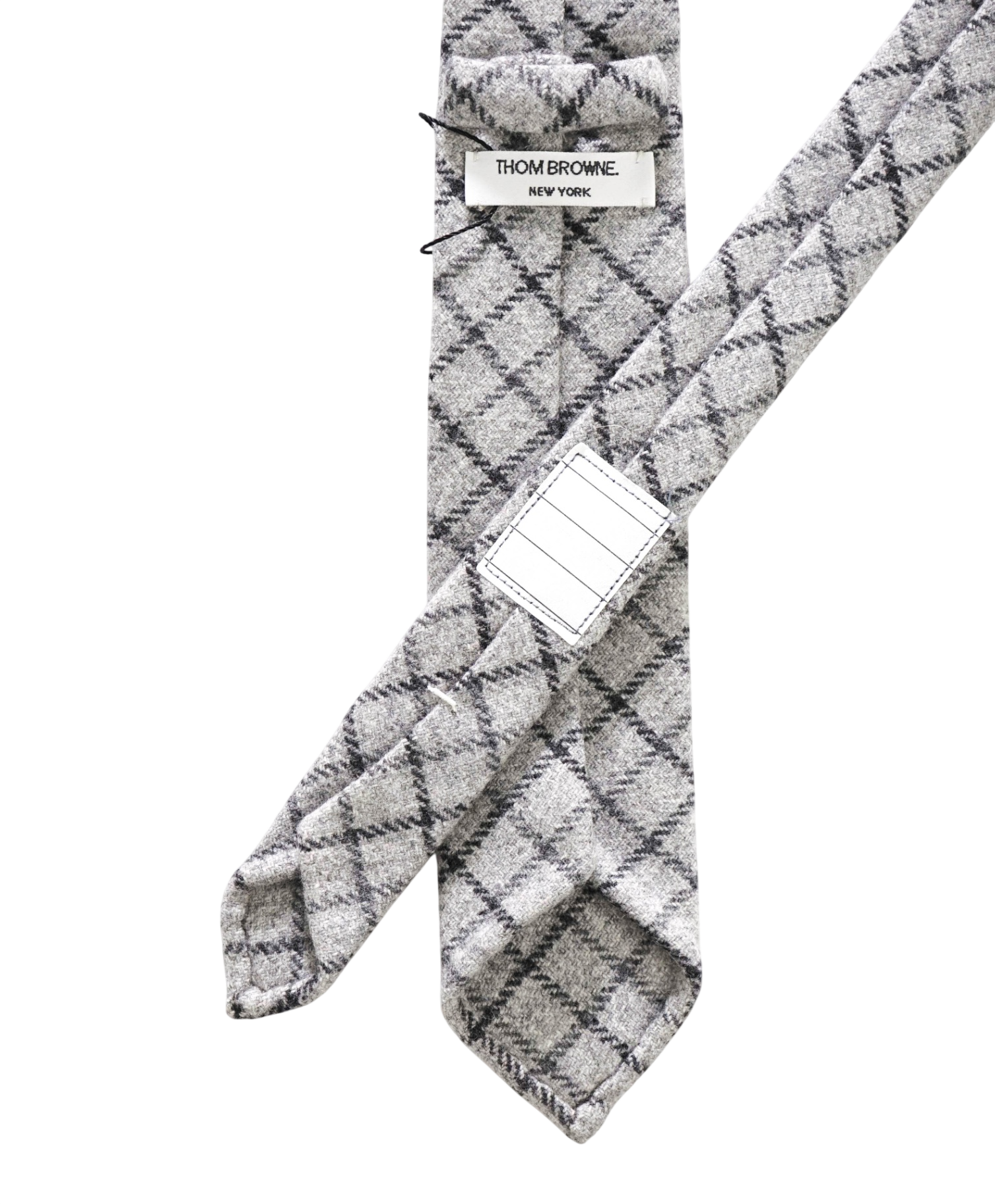 $450 THOM BROWNE - CASHMERE Gray Check Flannel - 2.25" Tie