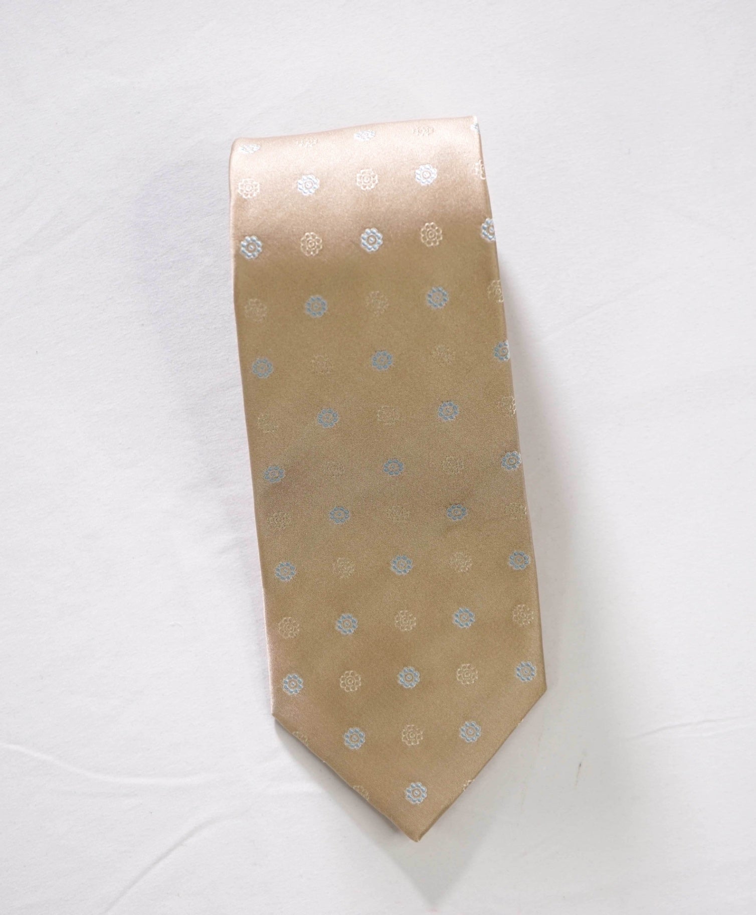 $192 LUIGI BORRELLI - Tan Medallion Silk - 3.25" Tie