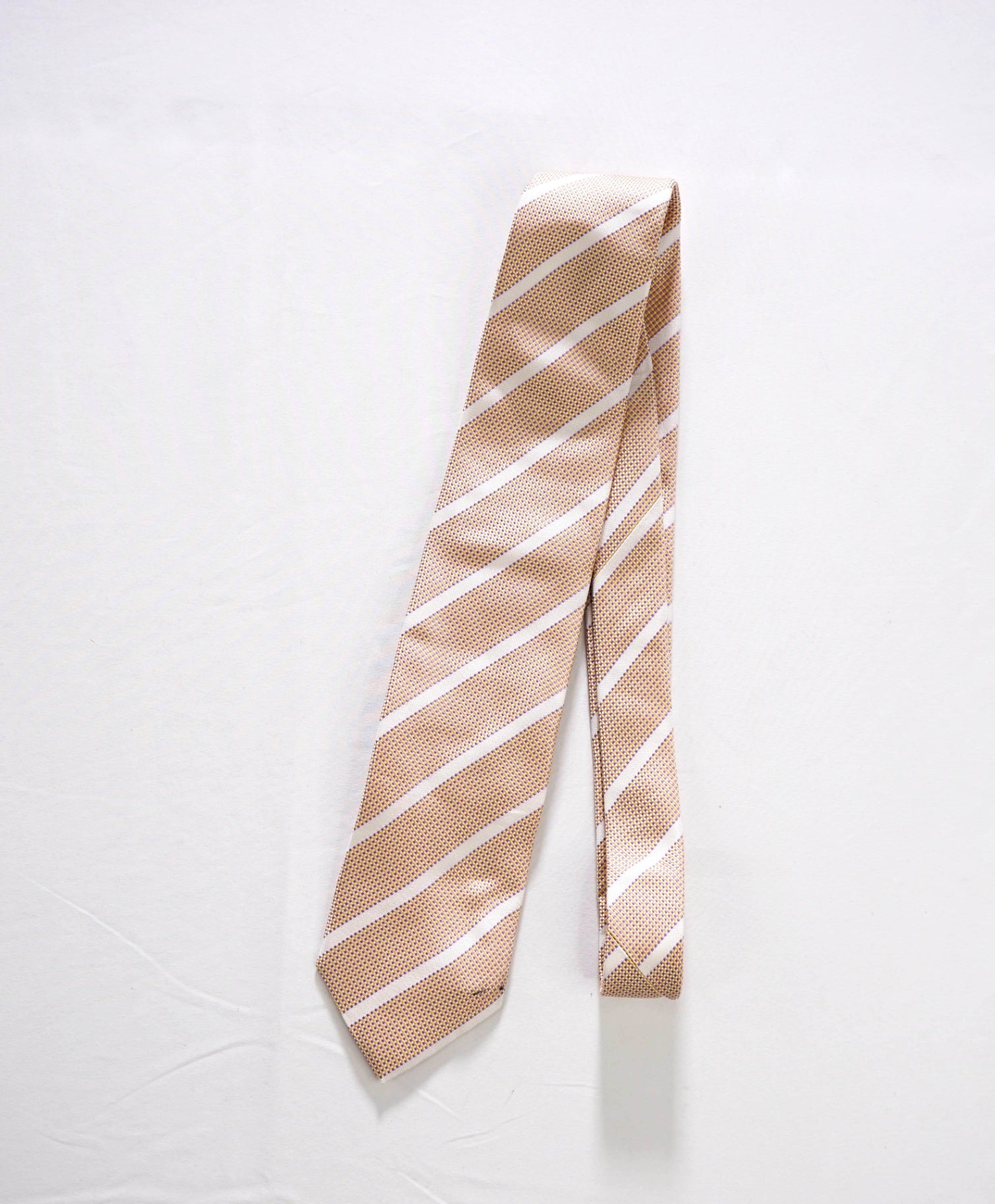 $275 DRAKE'S - Textured Yellow/Purple Stripe Silk - 3" Tie