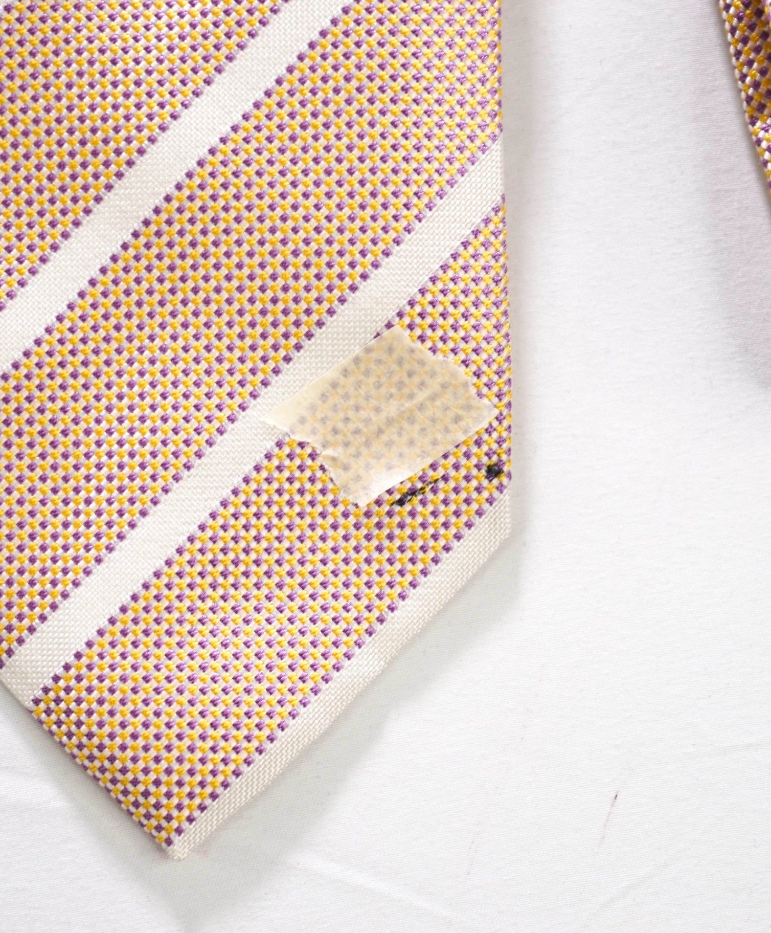 $275 DRAKE'S - Textured Yellow/Purple Stripe Silk - 3" Tie
