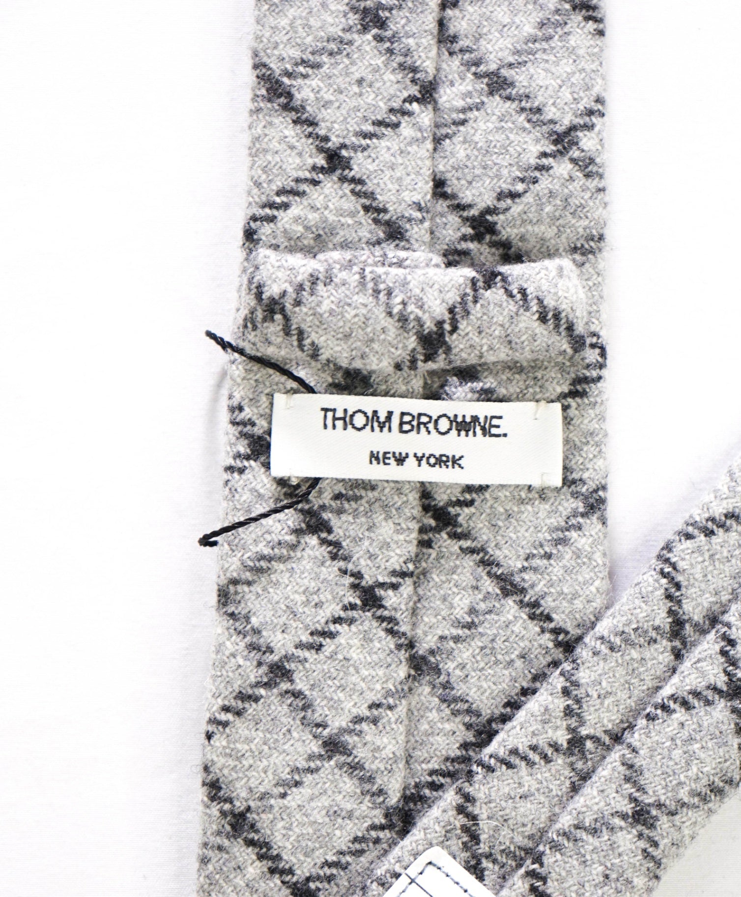 $450 THOM BROWNE - CASHMERE Gray Check Flannel - 2.25" Tie