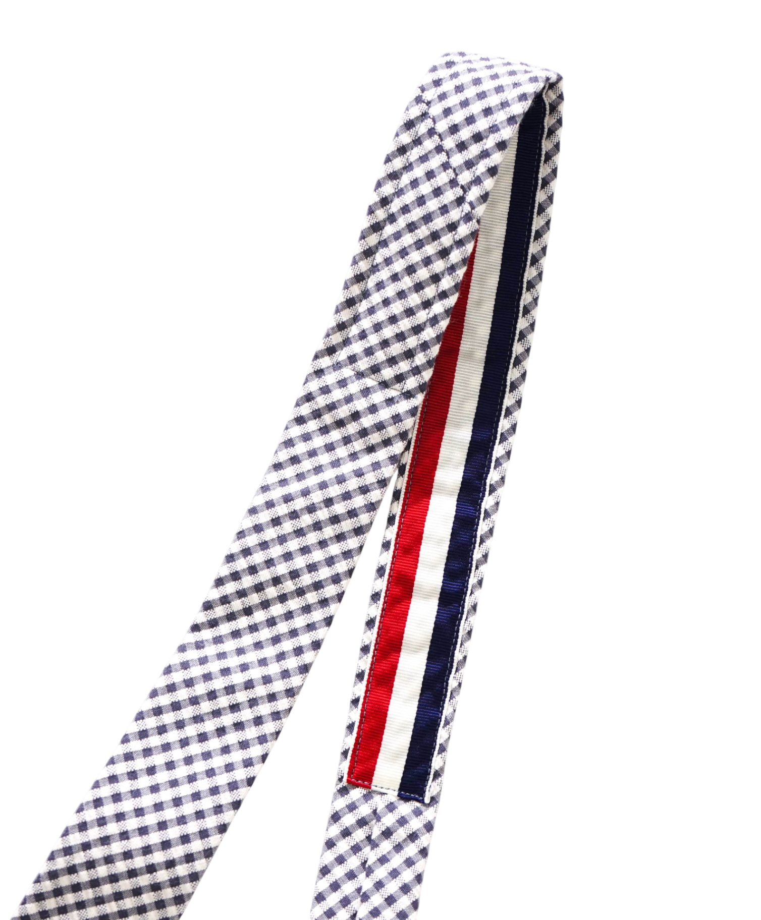 $190 THOM BROWNE - Gray/White Gingham Seersucker - 2.25" Tie
