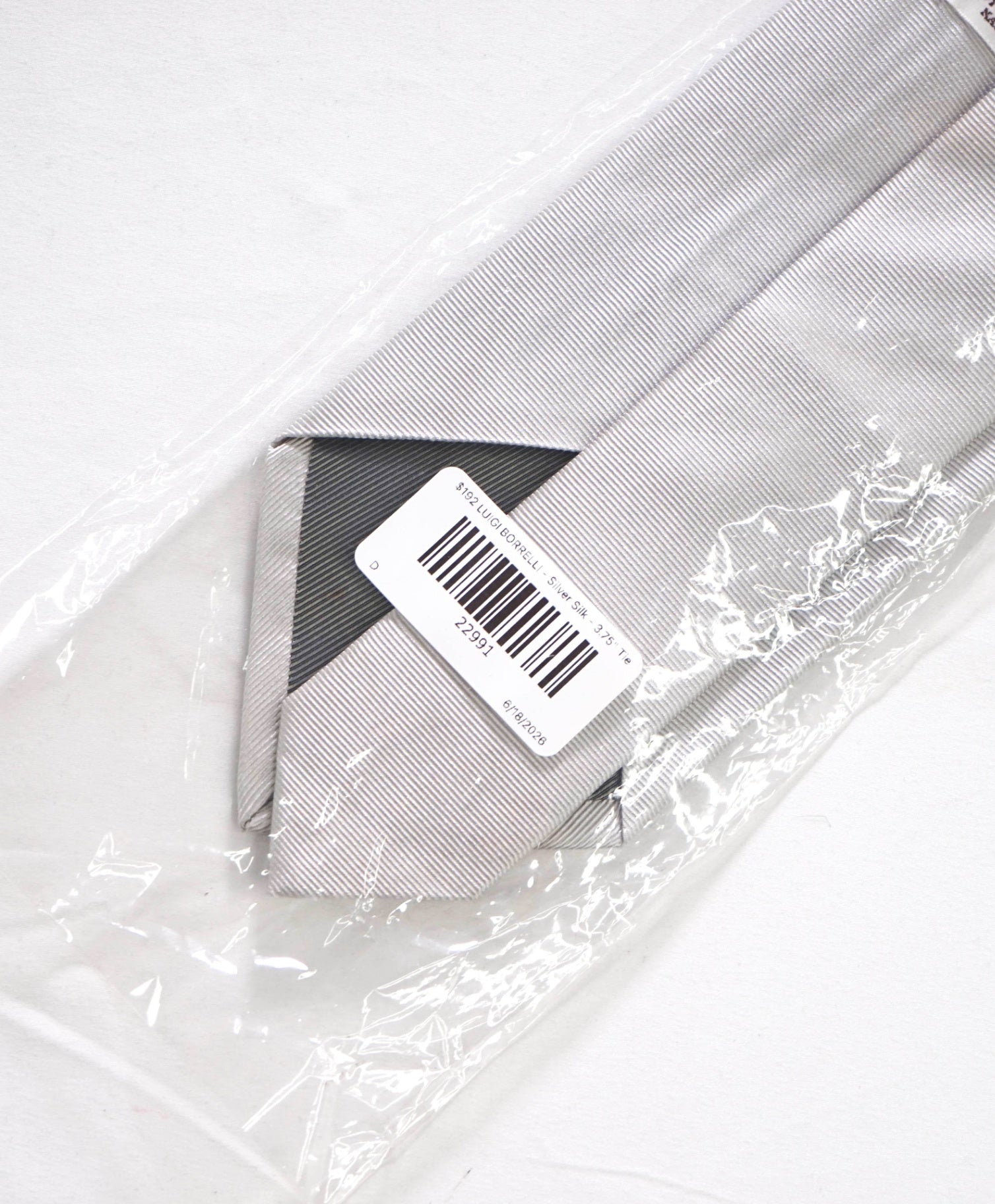 $192 LUIGI BORRELLI - Silver Silk - 3.75" Tie