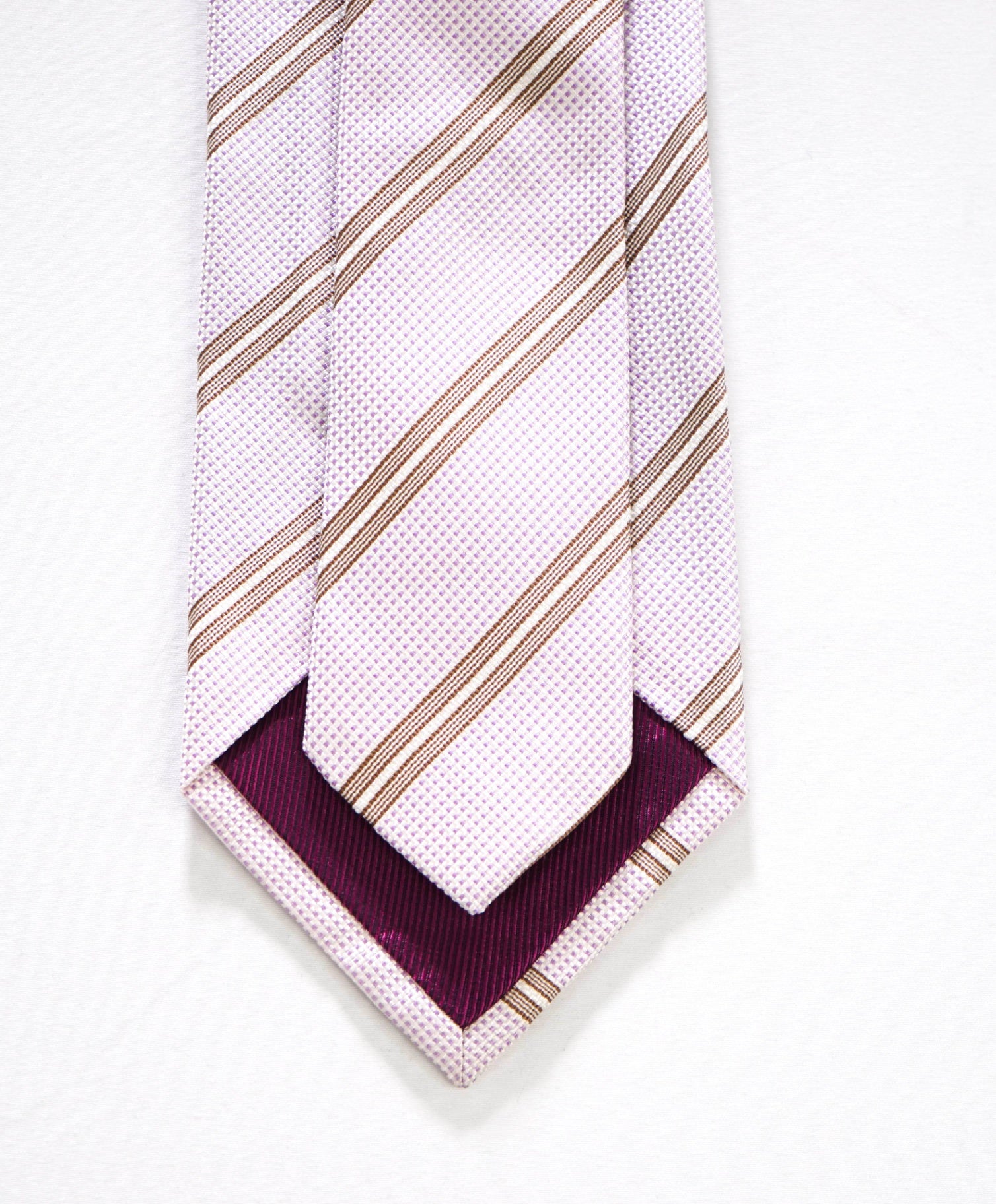 $192 LUIGI BORRELLI - Pink Stripe Silk - 3.25" Tie