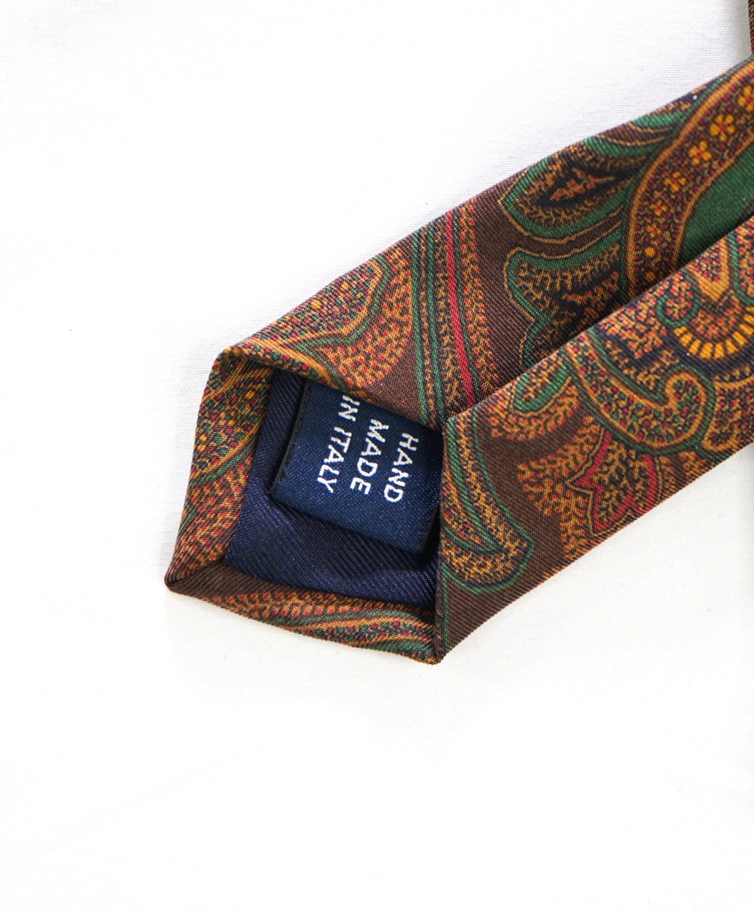 $125 POLO RALPH LAUREN - *DAMAGED* Brown Paisley Silk - 3" Tie