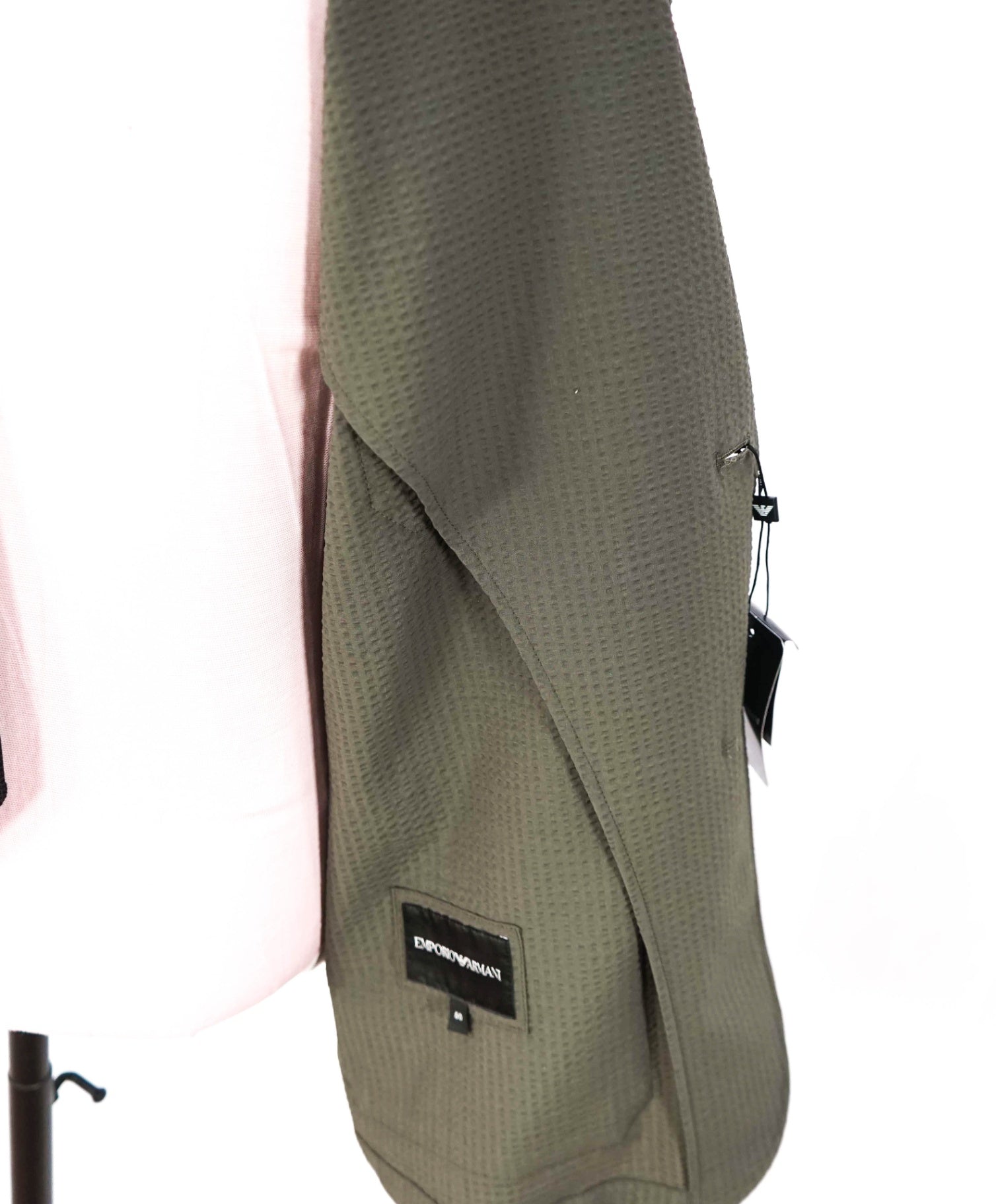 $895 EMPORIO ARMANI - Dark Green Seersucker Blazer - 40