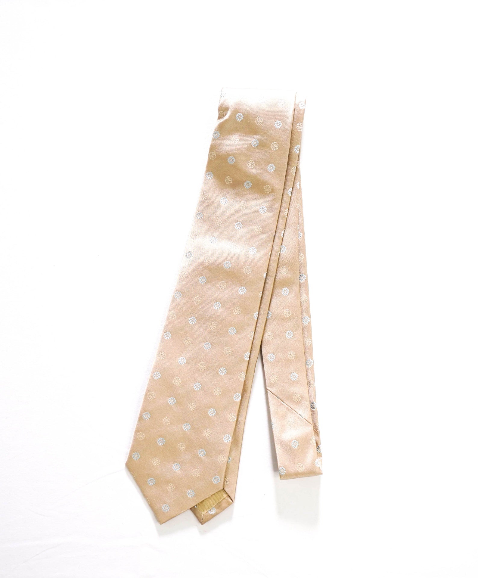 $192 LUIGI BORRELLI - Tan Medallion Silk - 3.25" Tie