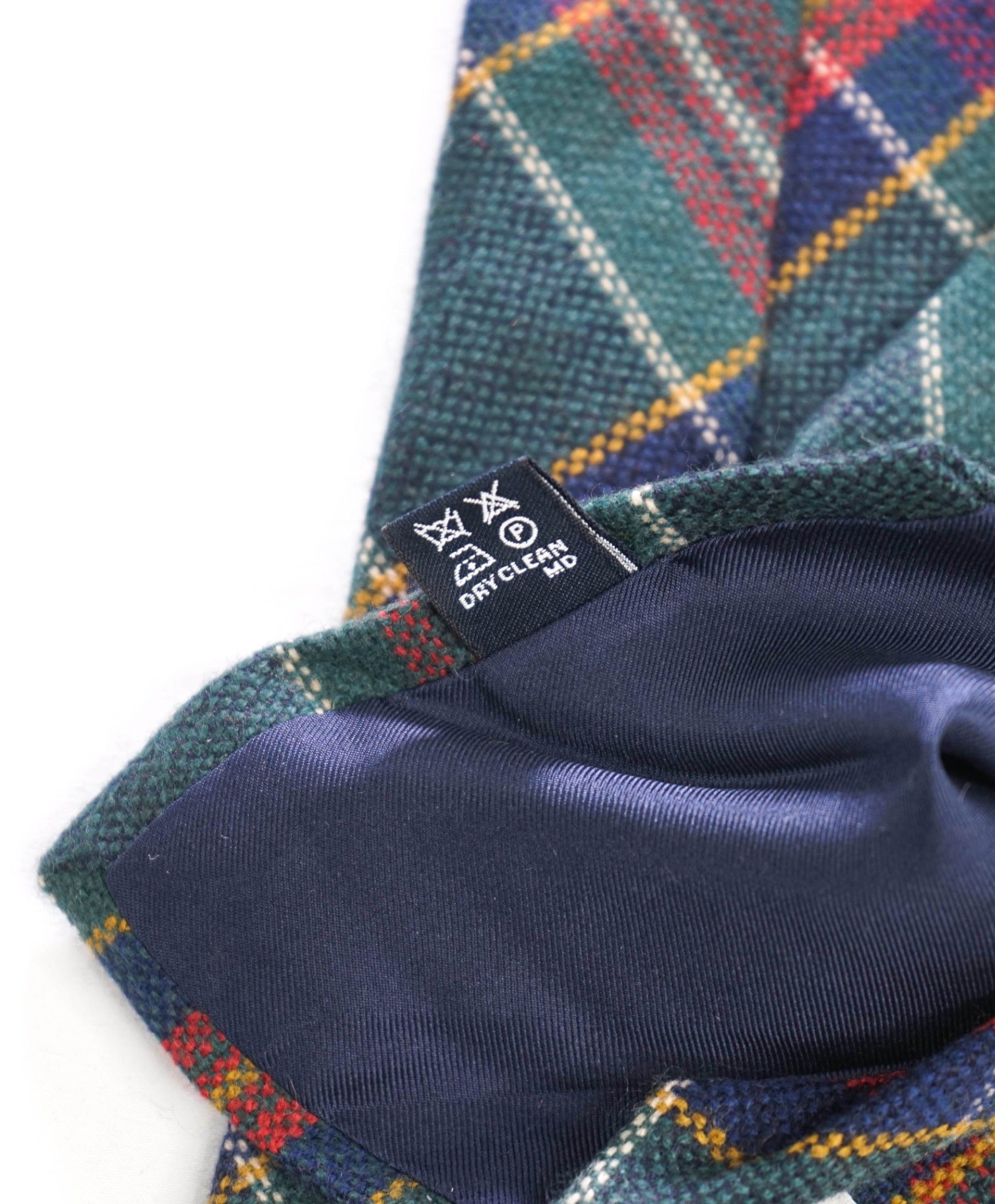 $275 DRAKE'S - Green/Red/Navy Plaid PURE Cashmere - 3" Tie