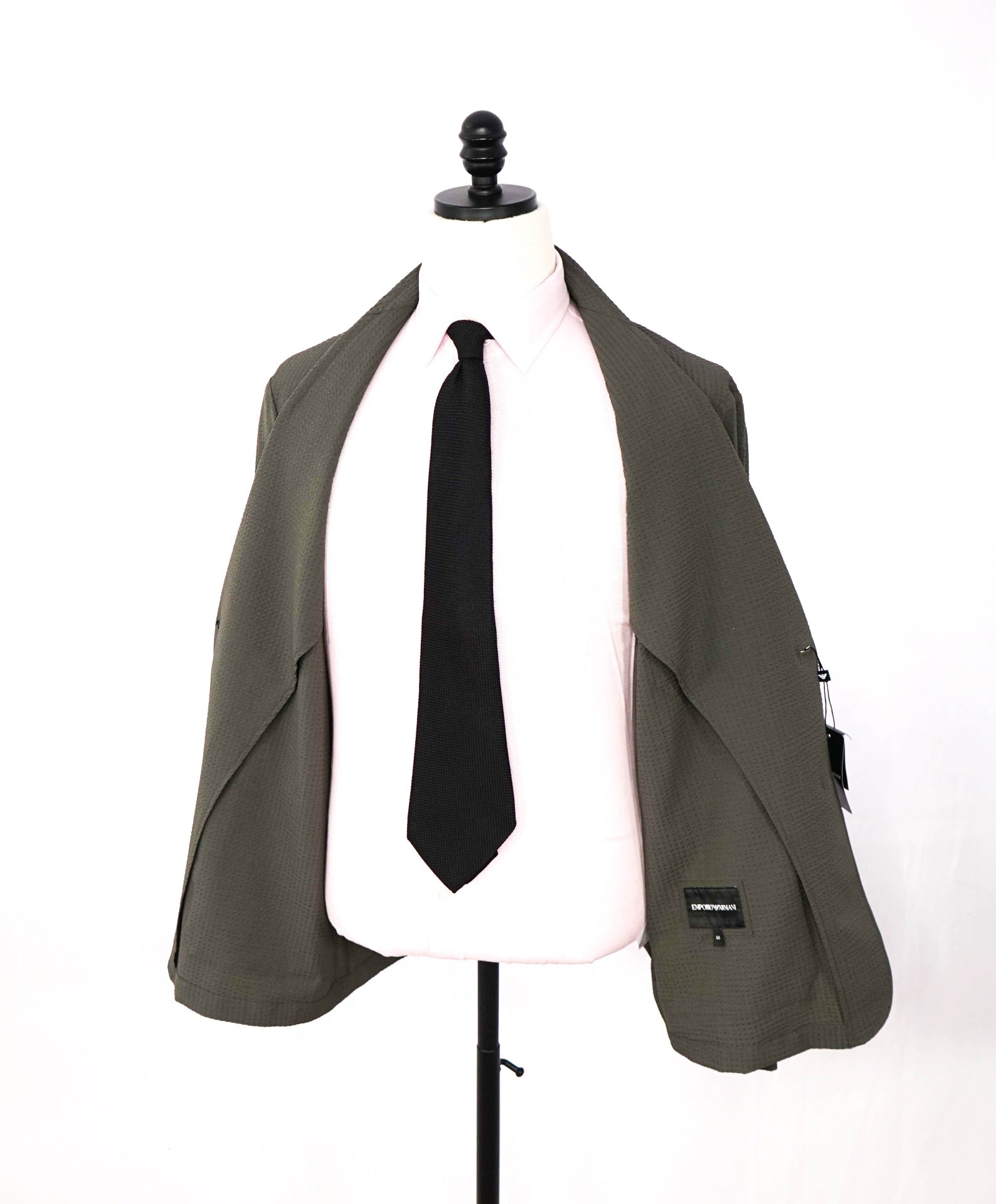 $895 EMPORIO ARMANI - Dark Green Seersucker Blazer - 40