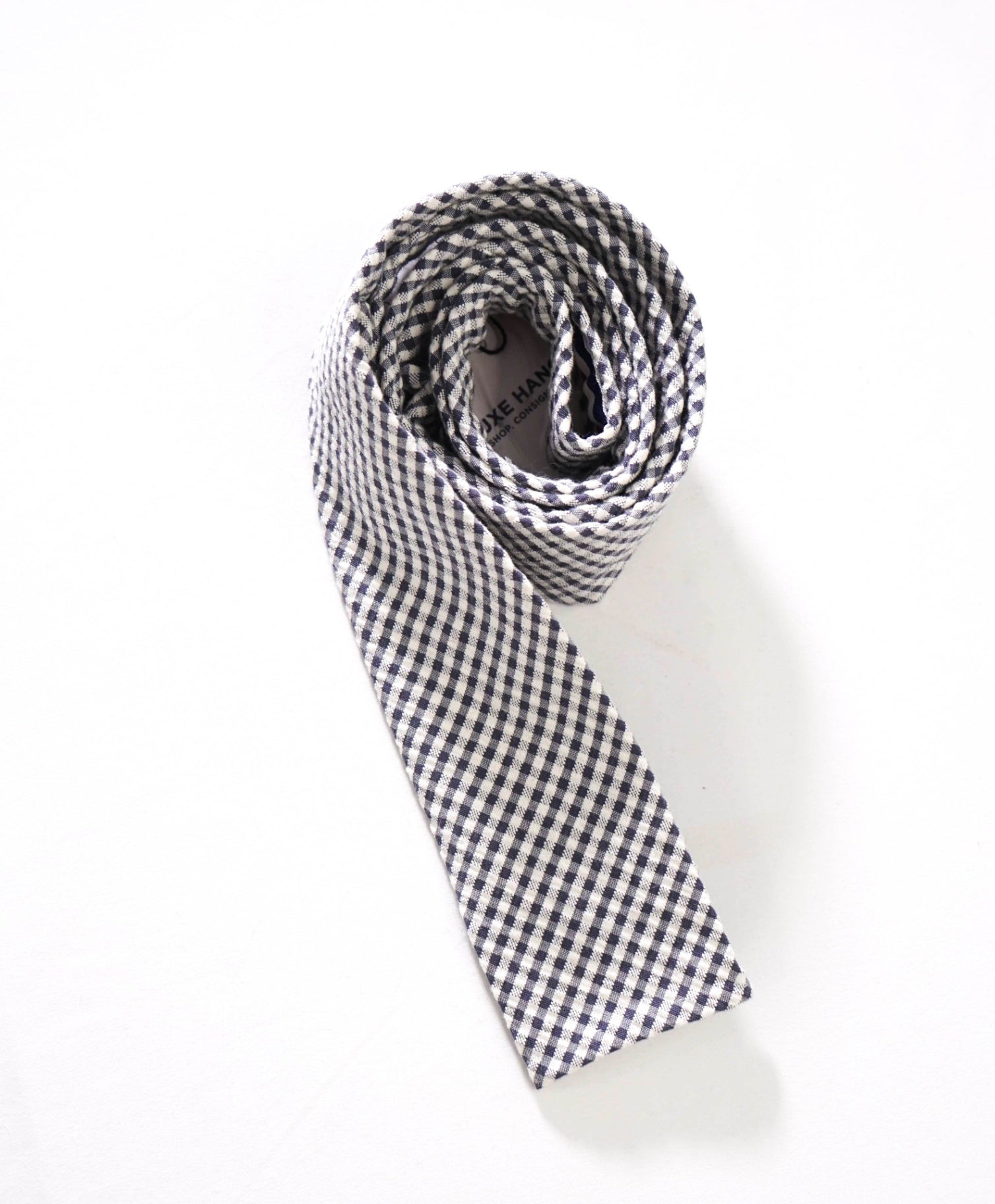 $190 THOM BROWNE - Gray/White Gingham Seersucker - 2.25" Tie