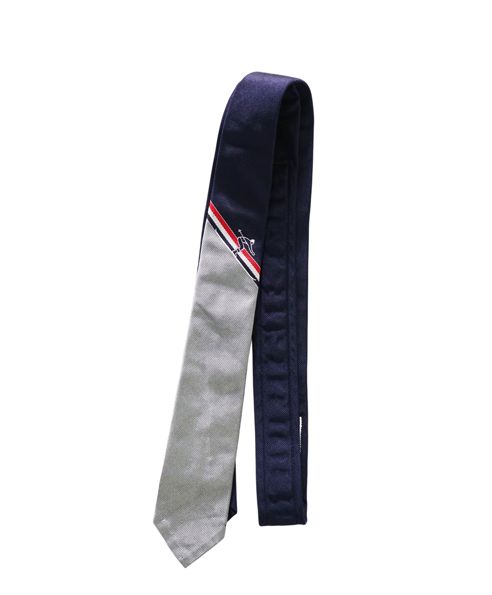 $410 THOM BROWNE - Navy/Gray Silk - 2" Tie