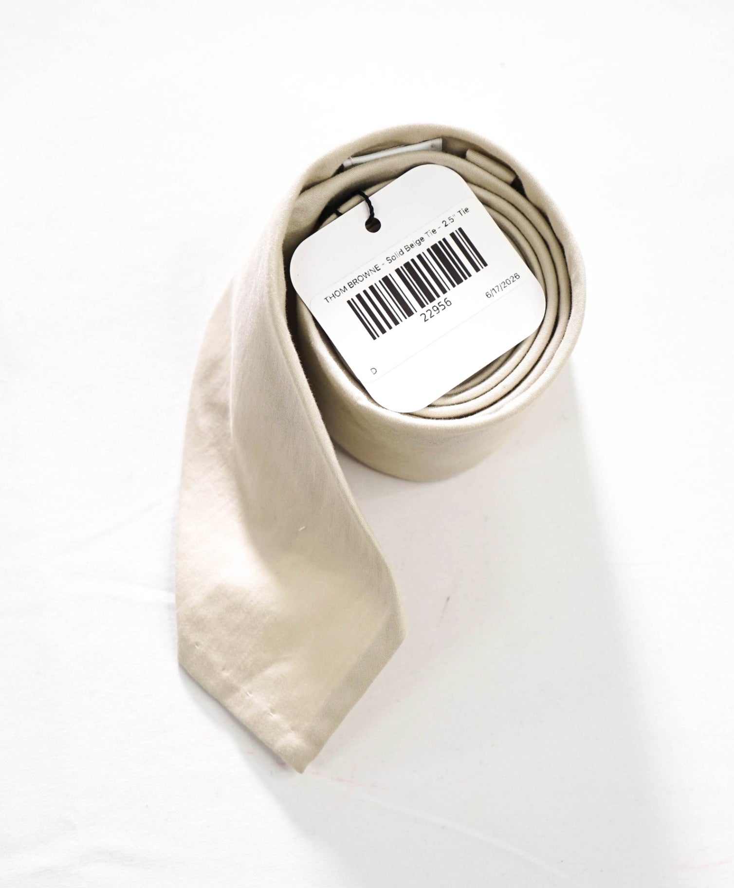$190 THOM BROWNE - Solid Beige Tie - 2.5" Tie