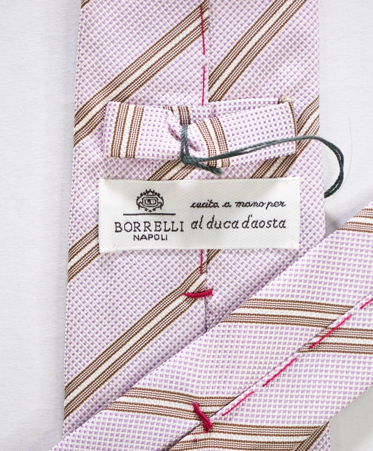 $192 LUIGI BORRELLI - Pink Stripe Silk - 3.25" Tie