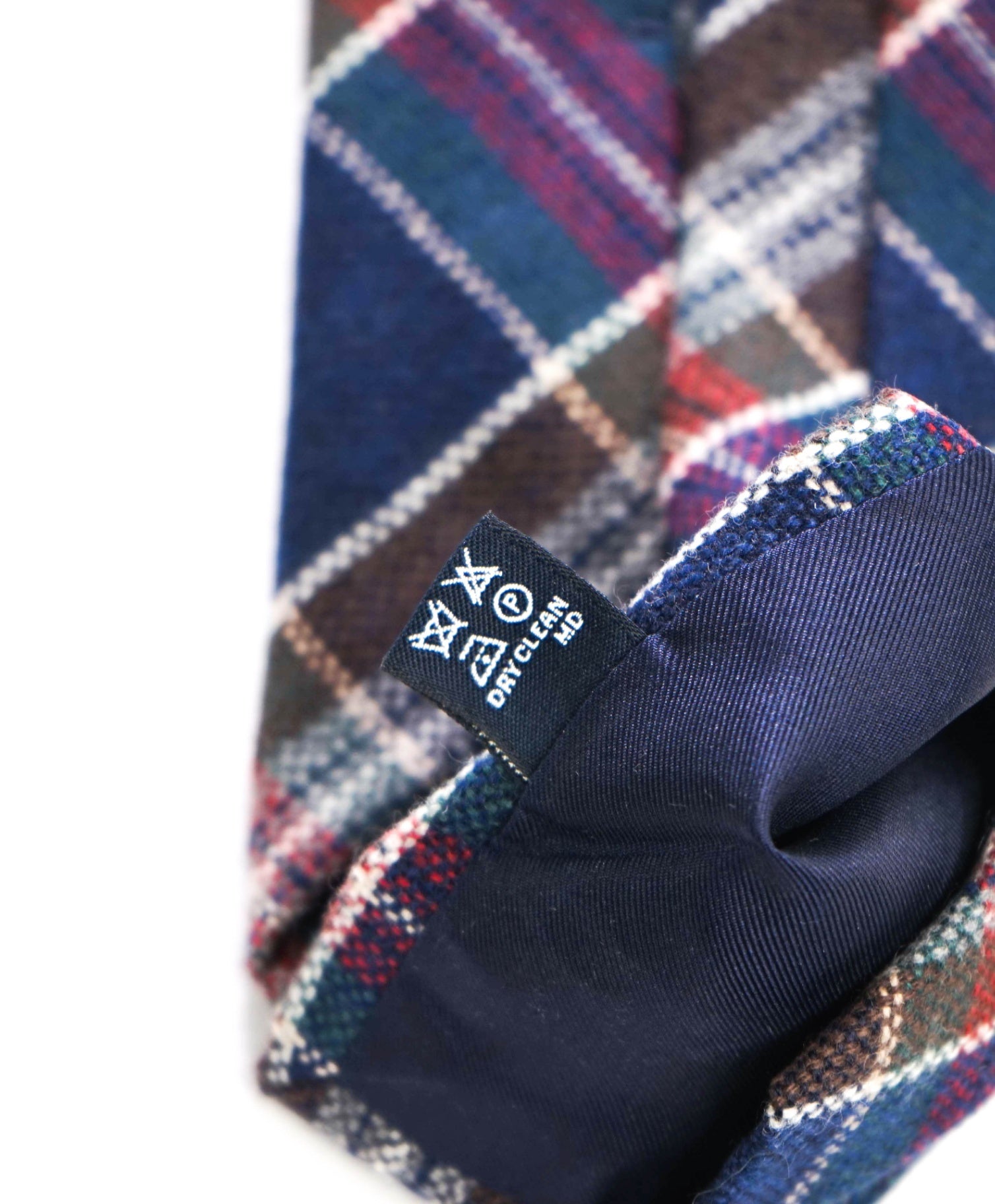 $275 DRAKE'S - Navy/Brown Plaid Cashmere - 3.25" Tie