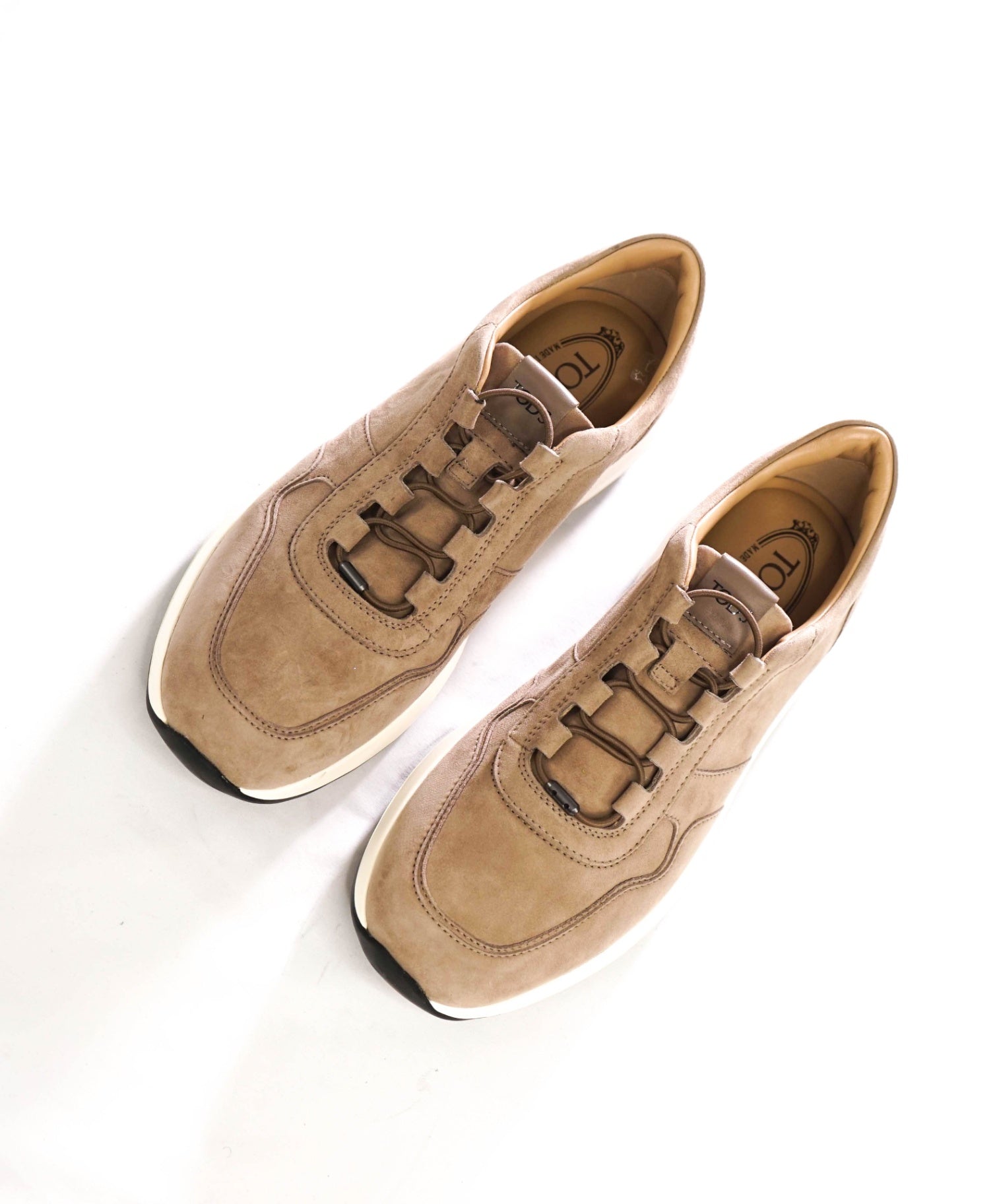 $1,090 TOD'S - Tan Pashmy Suede Logo Sneakers - US 8 (7UK)
