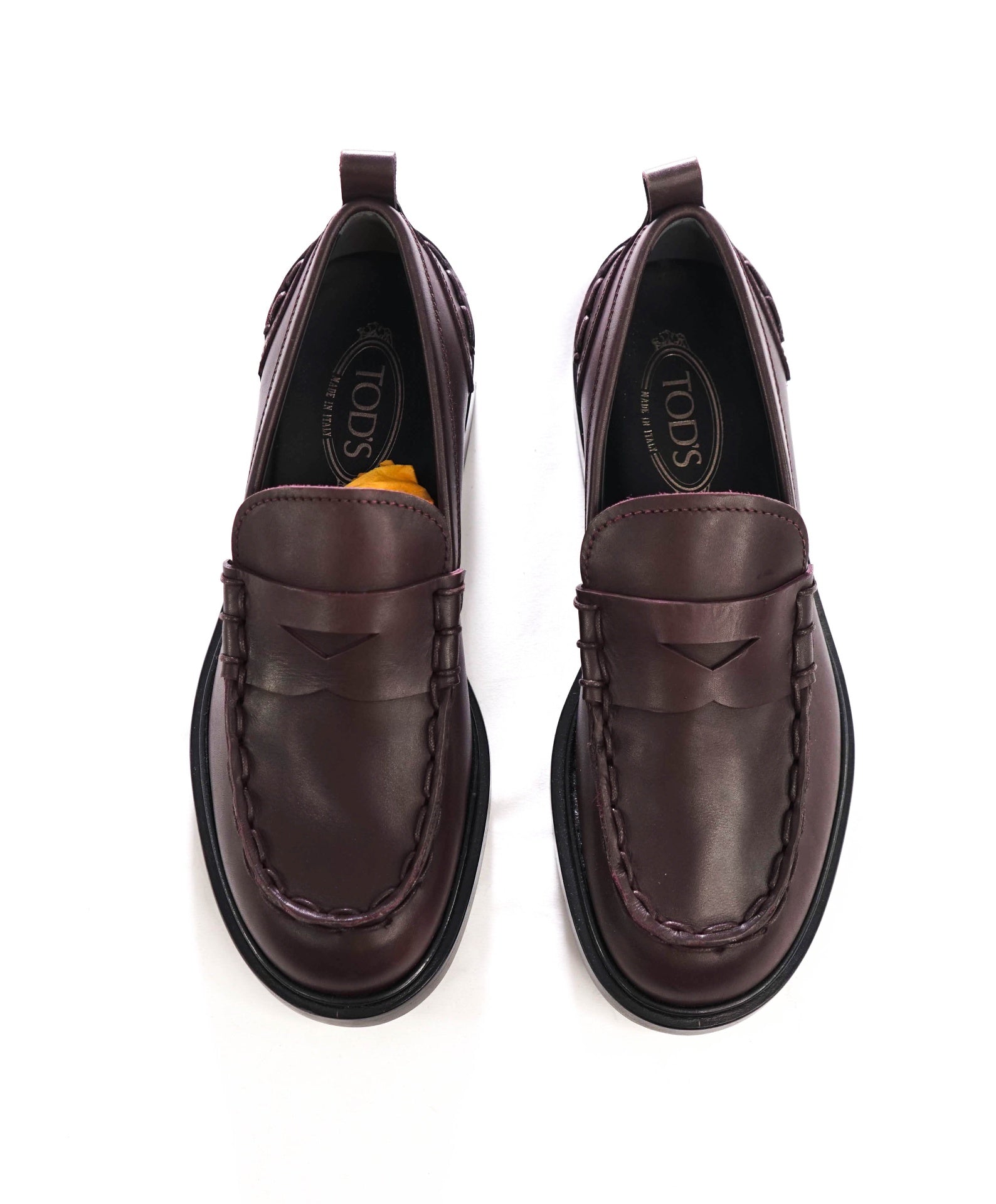 $925 TOD'S - Brown Leather Lug-Sole Loafers - US 8 (7UK)