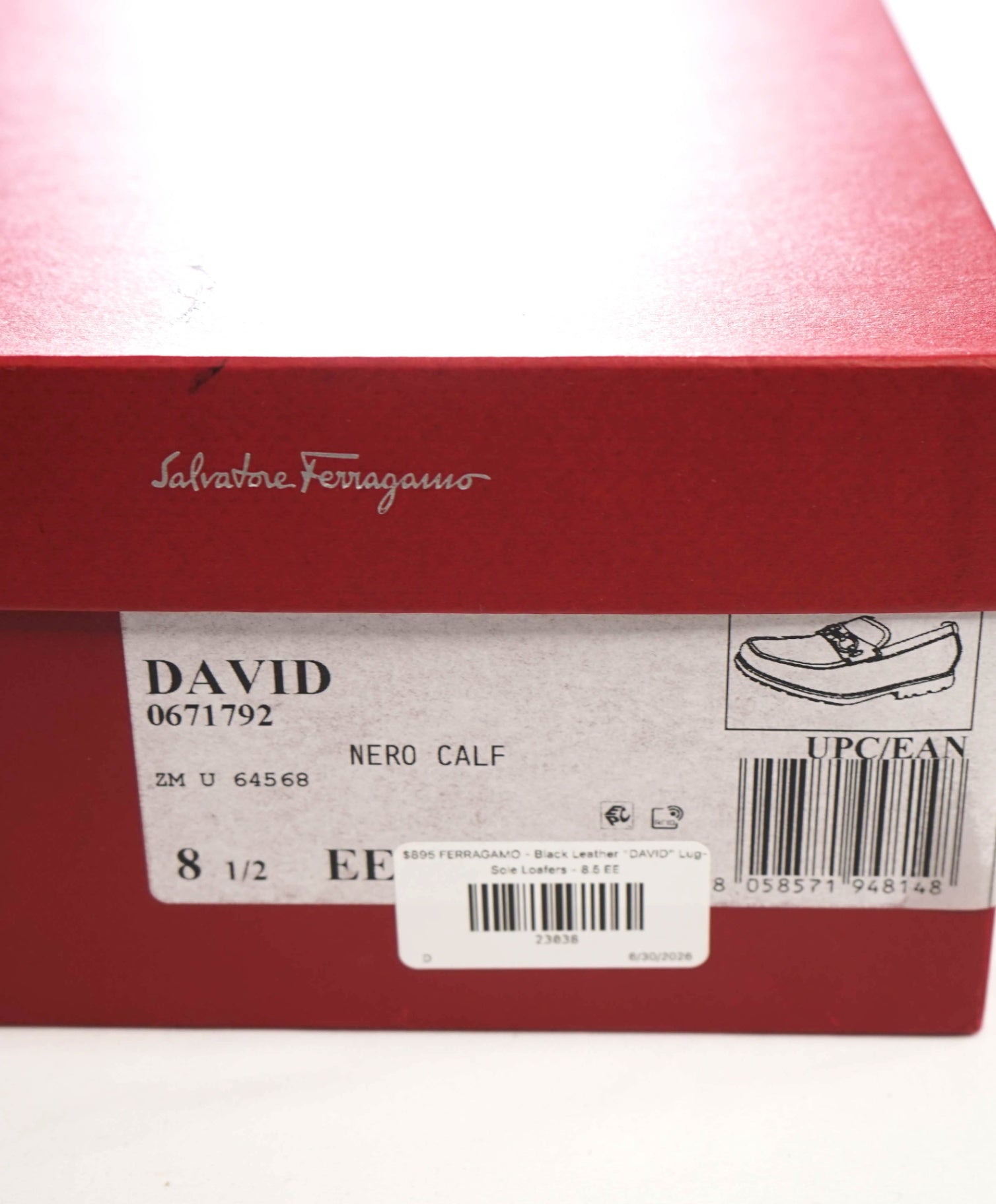 $895 FERRAGAMO - Black "DAVID" Lug-Sole Loafers - 8.5 EE