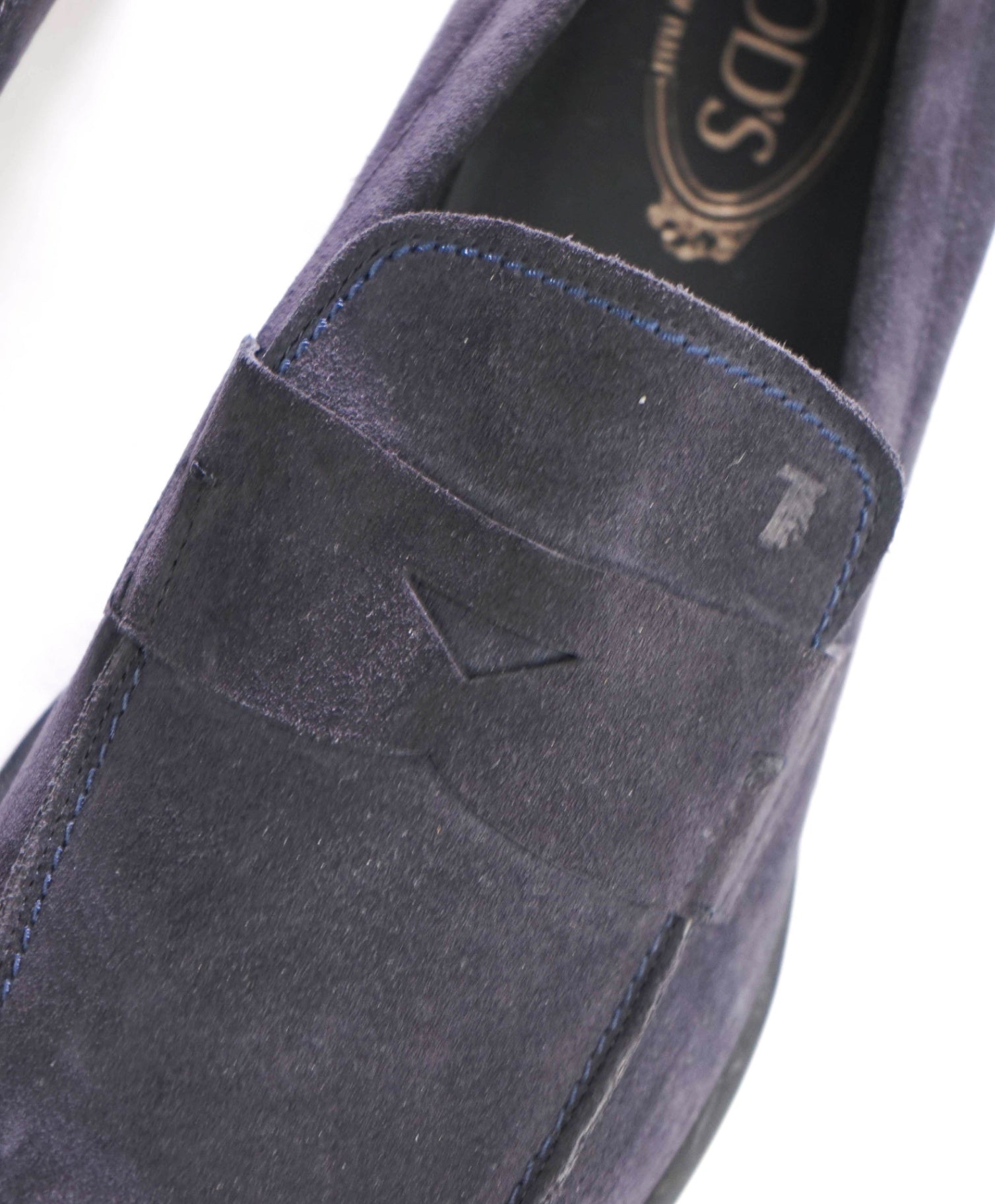 $925 TOD'S - Navy Blue Suede Penny Loafers - US 11 (10UK)