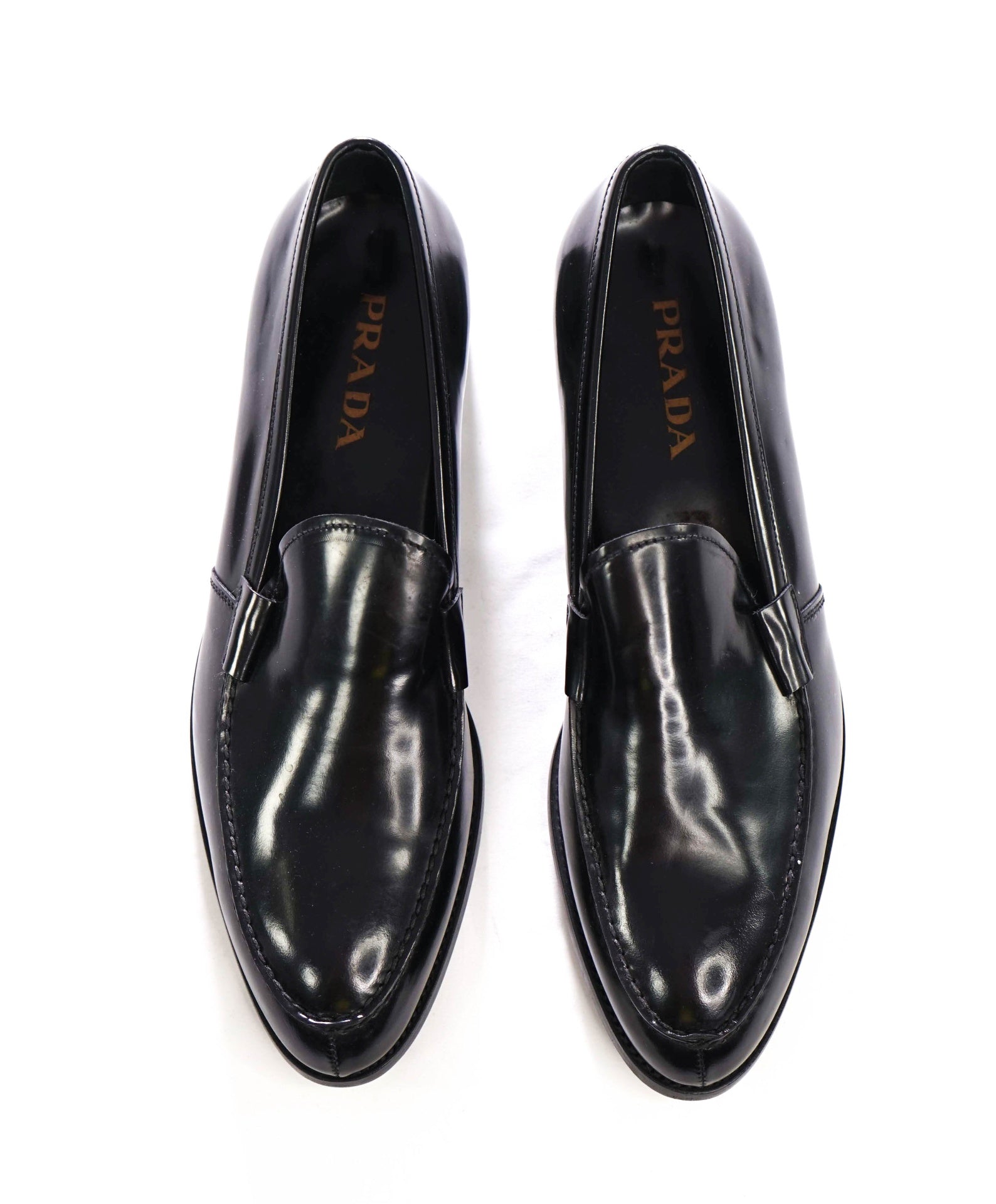 $1,290 PRADA - Black Sleek Leather Loafers - US 10 (9UK)