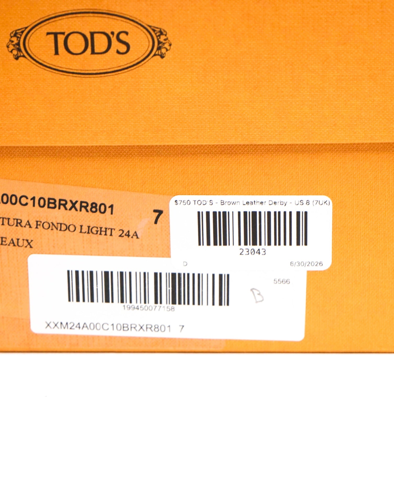 $750 TOD'S - Brown Leather Derby - US 8 (7UK)