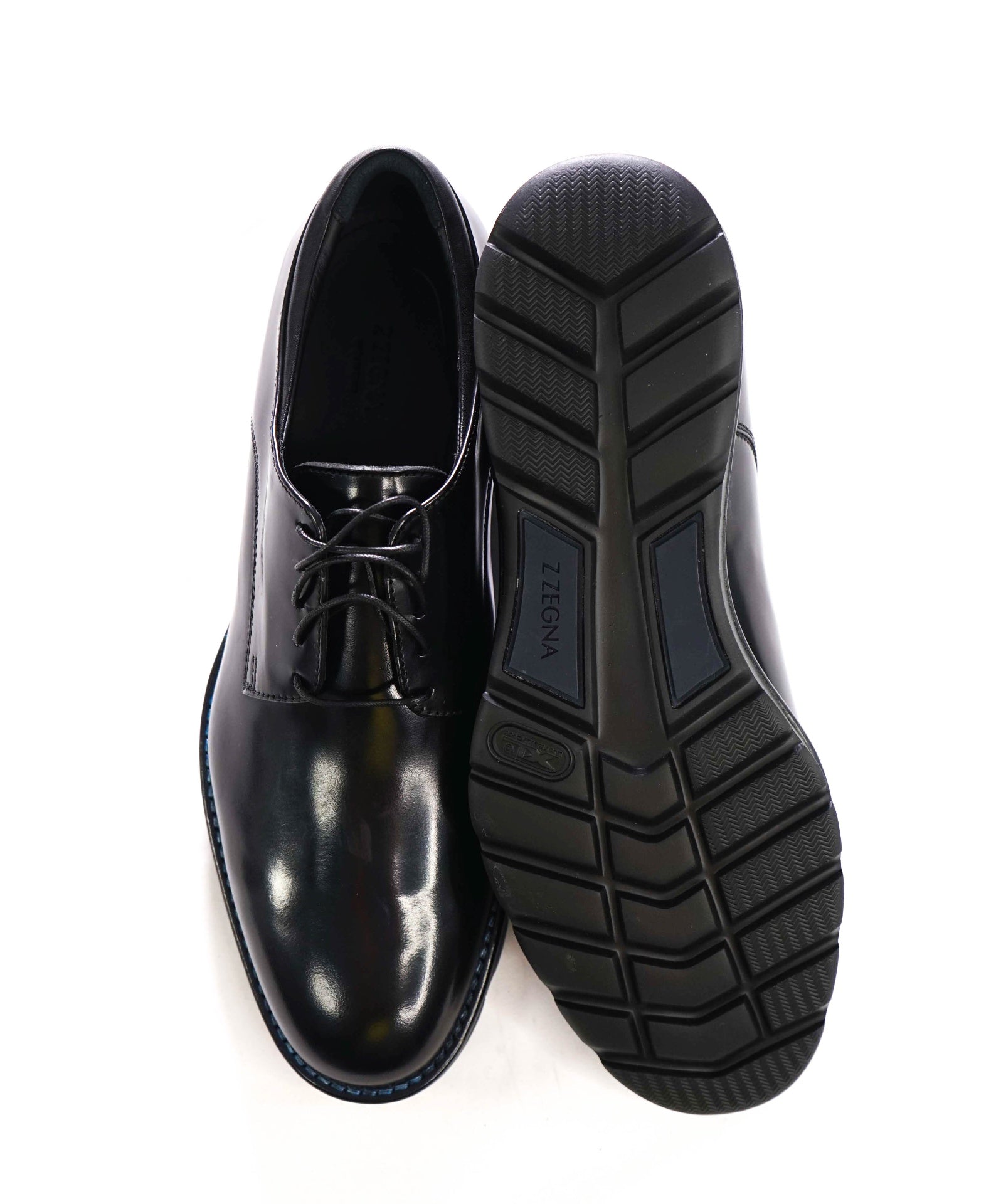 $650 Z ZEGNA - Black Leather Derby - US 9.5 (8.5UK)