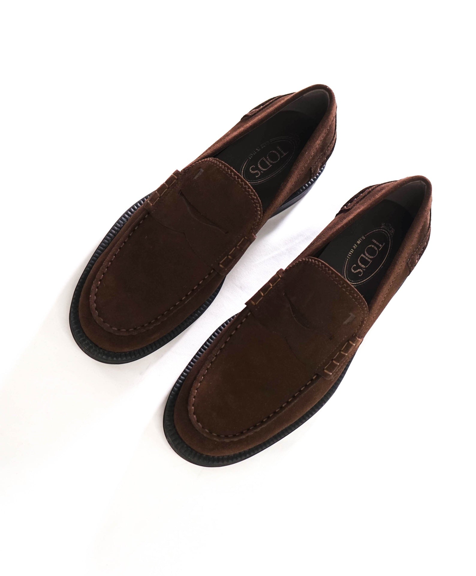 $875 TOD'S - Boston Brown Suede Penny Loafers - US 8 (7UK)