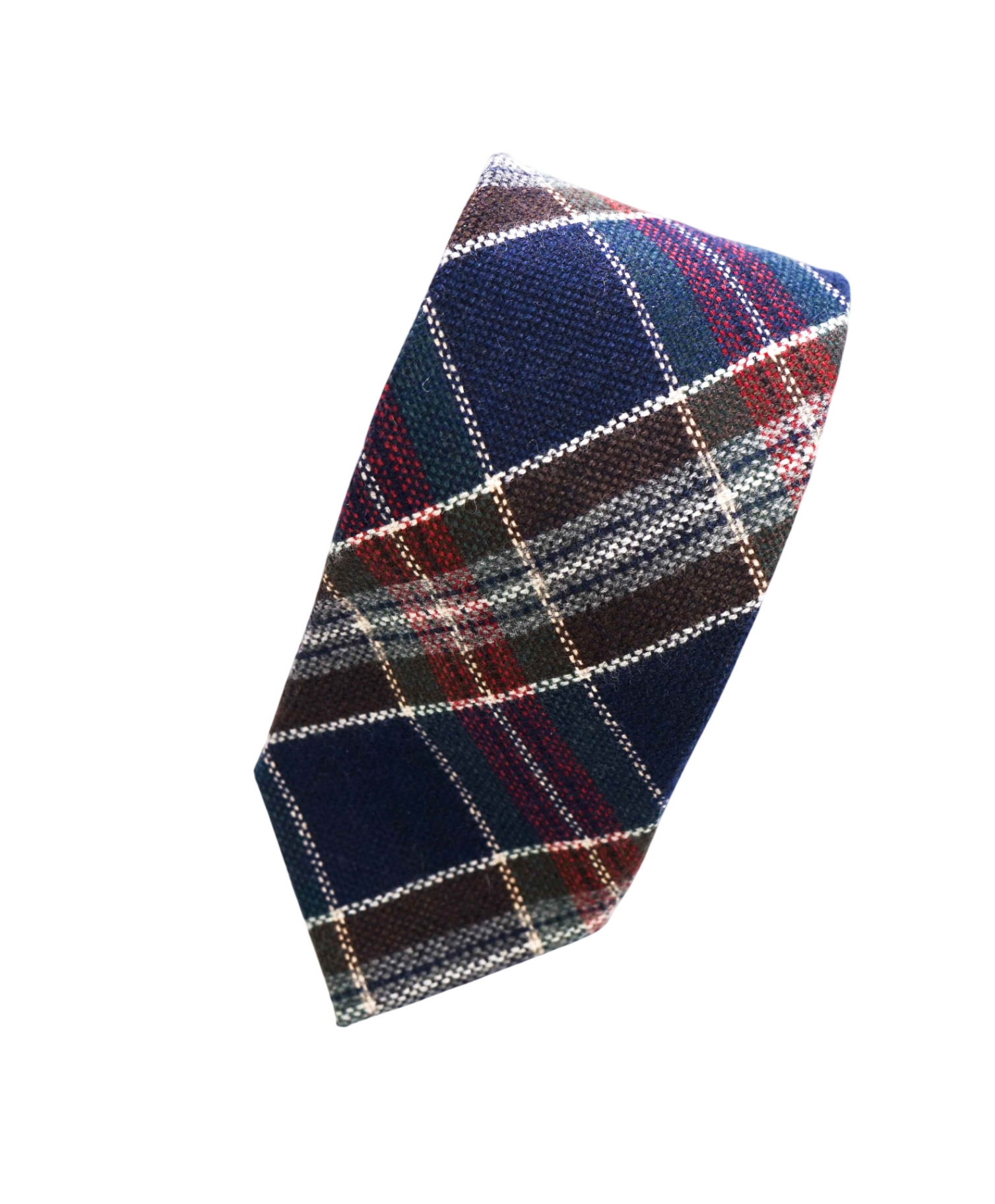 $275 DRAKE'S - Navy/Brown Plaid Cashmere - 3.25" Tie
