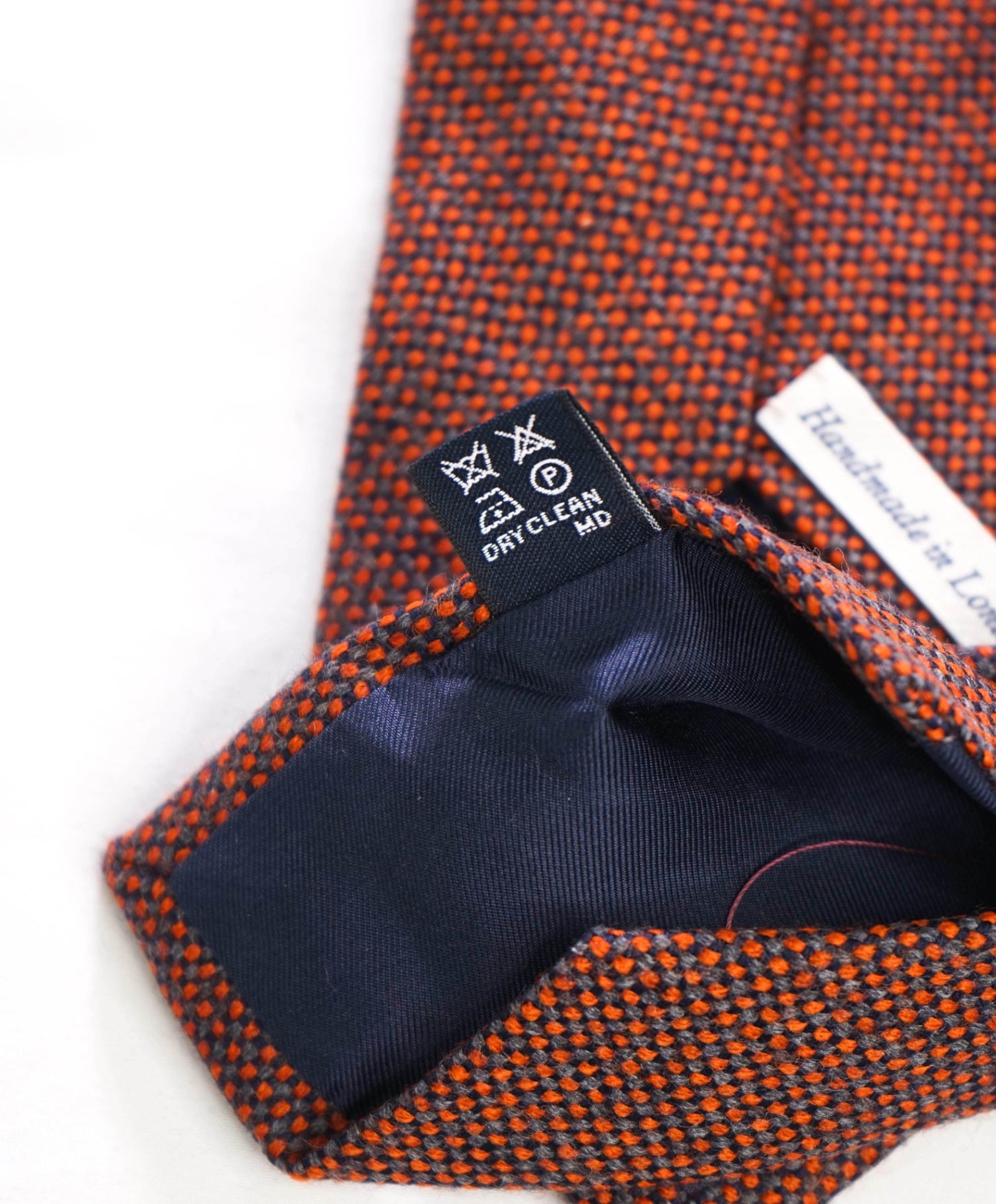 $275 DRAKE'S - Orange Woven Flannel Wool - 3" Tie
