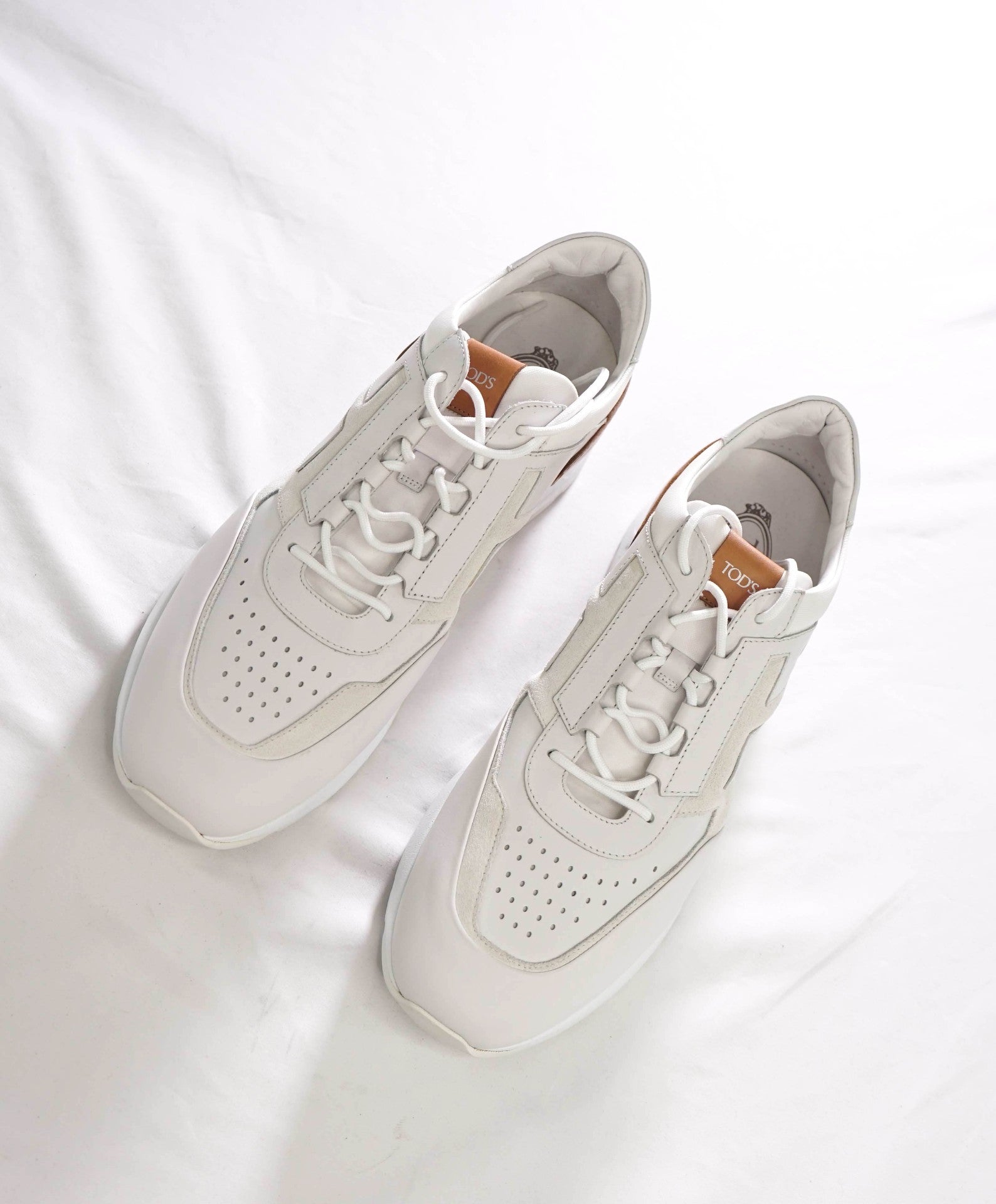 $945 TOD'S - White Leather/Suede Sneakers - US 13 (12UK)