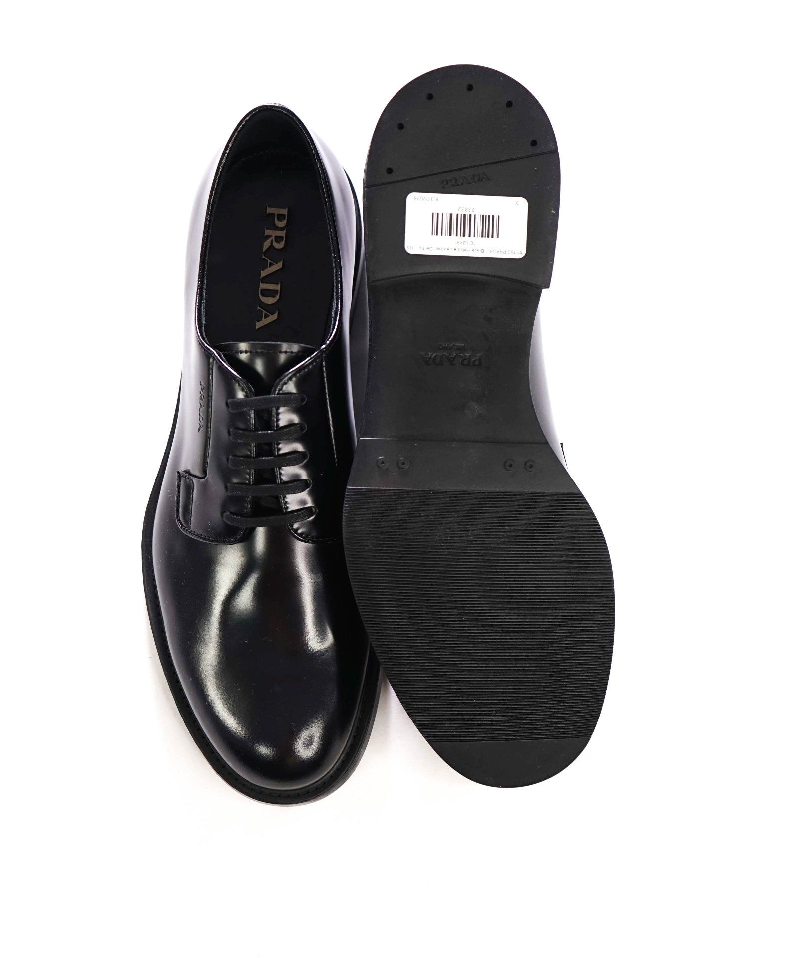 $1,150 PRADA - Black Pebble Leather Derby - US 10 (UK9)