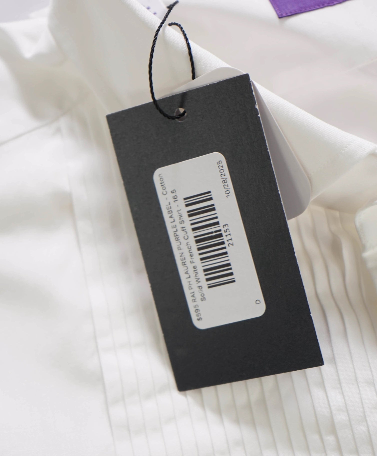 $595 RALPH LAUREN PURPLE LABEL - White Tuxedo Shirt - 16.5