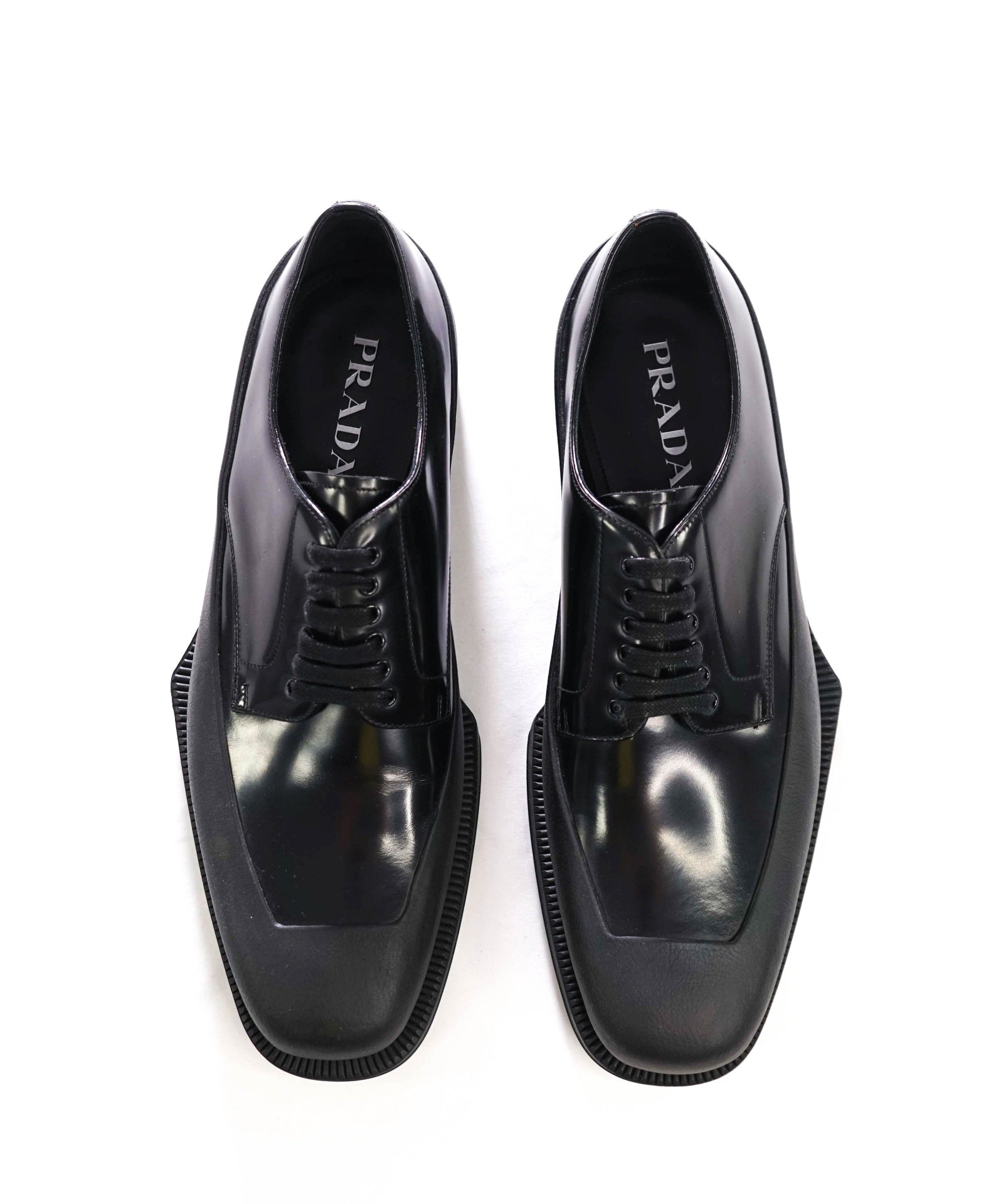 $1,320 PRADA - Black Leather Lug Sole Derby - US 10.5 (UK9.5)