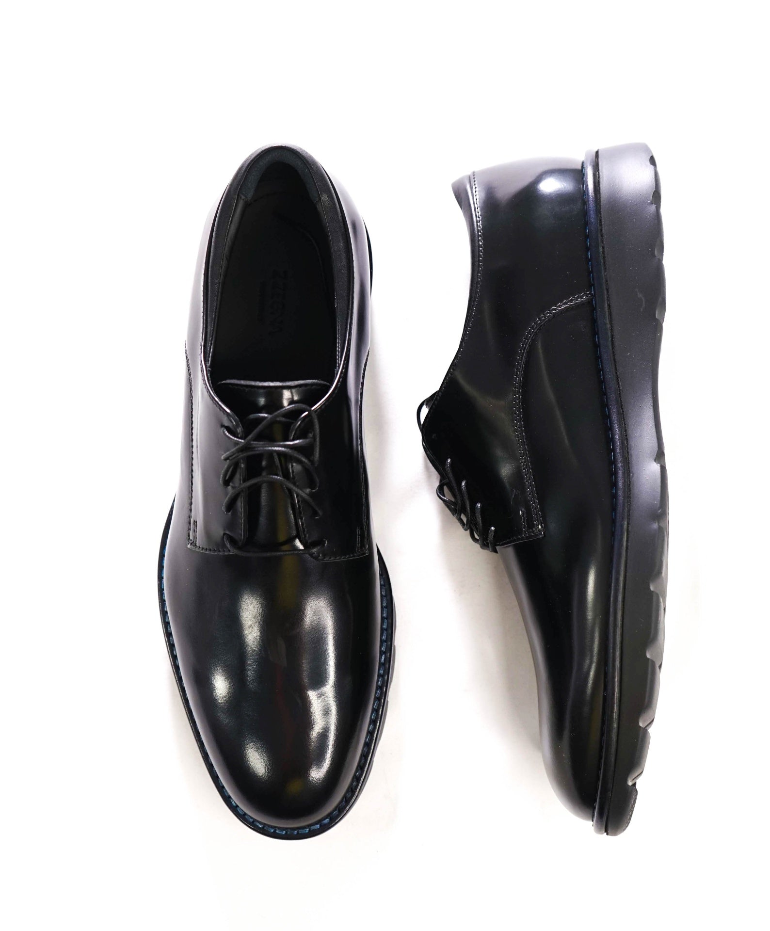 $650 Z ZEGNA - Black Leather Derby - US 9.5 (8.5UK)