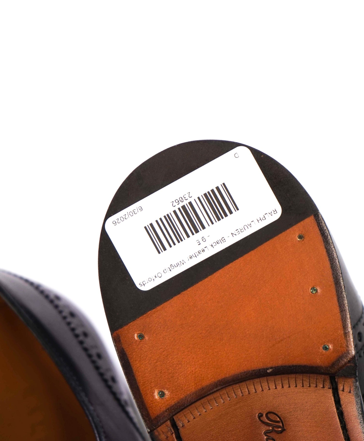 $1,350 RALPH LAUREN - Black Leather Wingtip Oxfords - 9 E