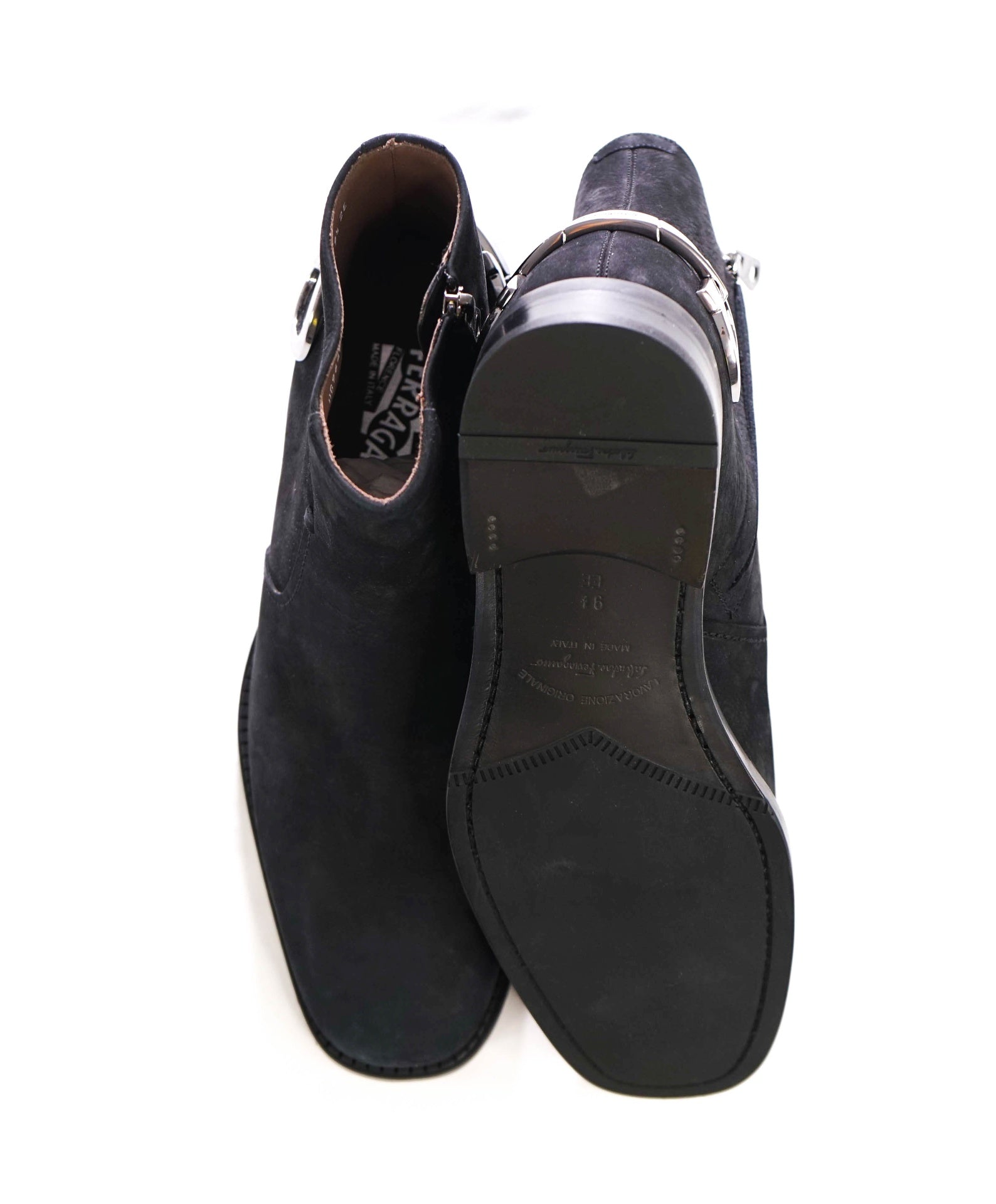$1,290 FERRAGAMO - Black Suede "BANKLEY" Boots - 9.5 EE