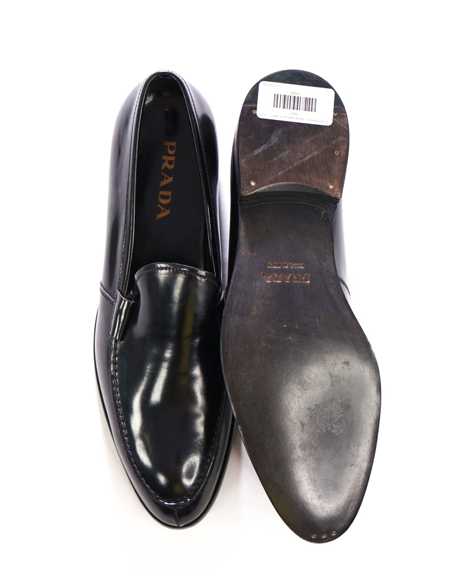 $1,290 PRADA - Black Sleek Leather Loafers - US 10 (9UK)