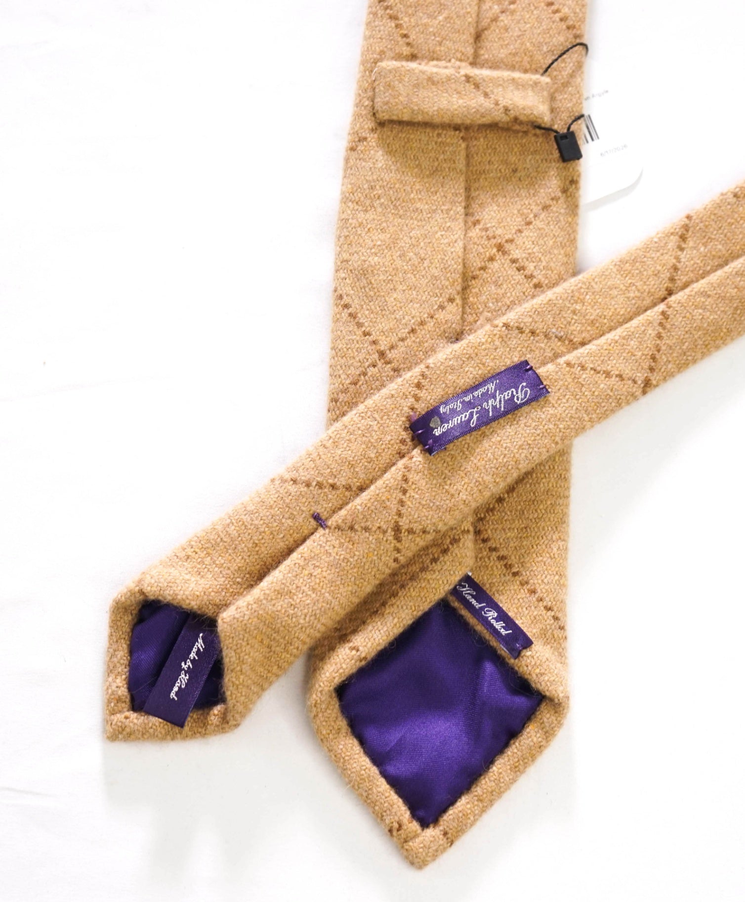 RALPH LAUREN PURPLE LABEL - Brown Flannel Wool - 3.25" Tie