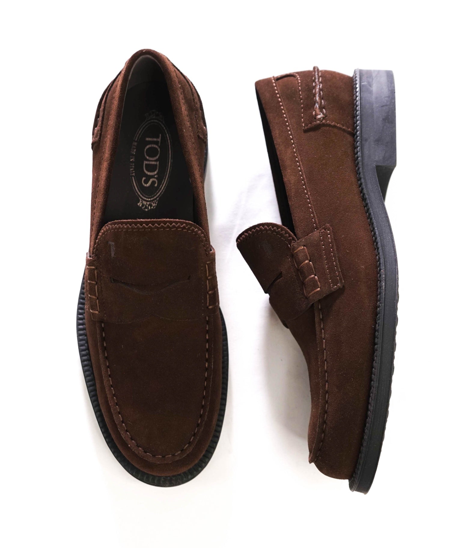 $875 TOD'S - Boston Brown Suede Penny Loafers - US 8 (7UK)