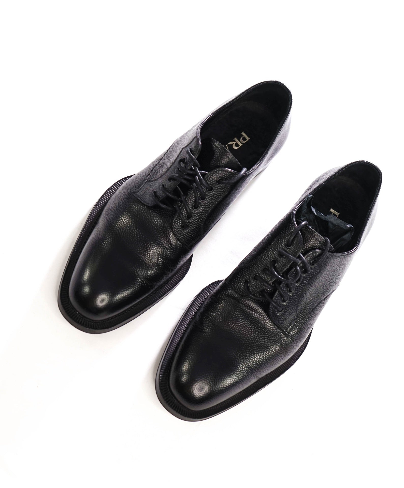 $1,200 PRADA - Black Pebble Leather Derby - US 8.5 (UK7.5)