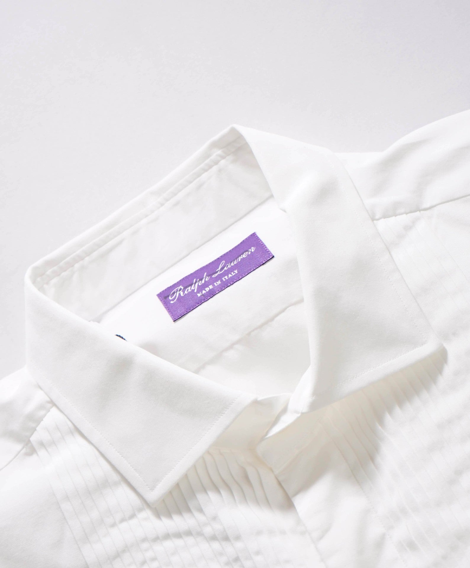 $595 RALPH LAUREN PURPLE LABEL - White Tuxedo Shirt - 16.5